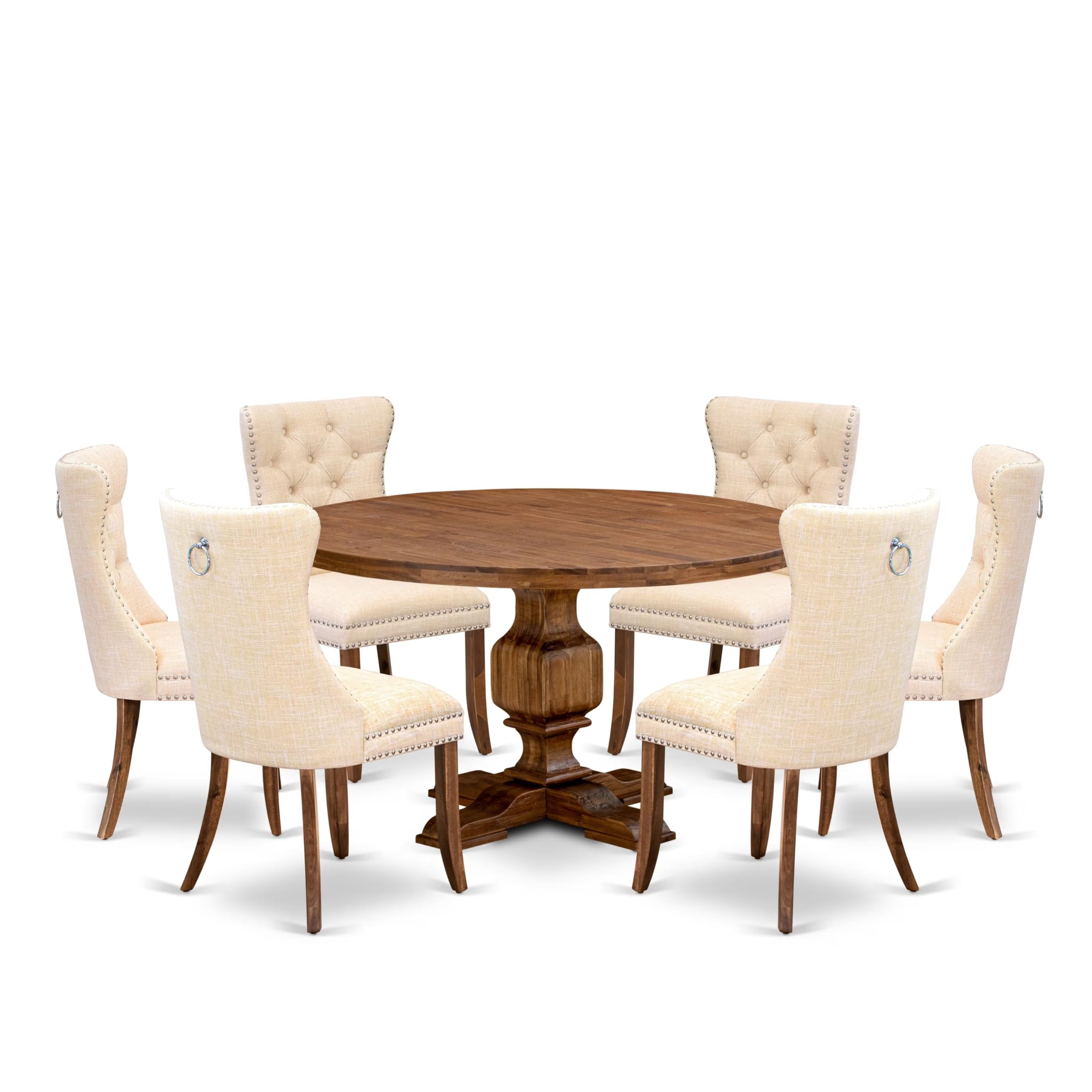 7-Piece Kitchen Table Set In Light Beige Color