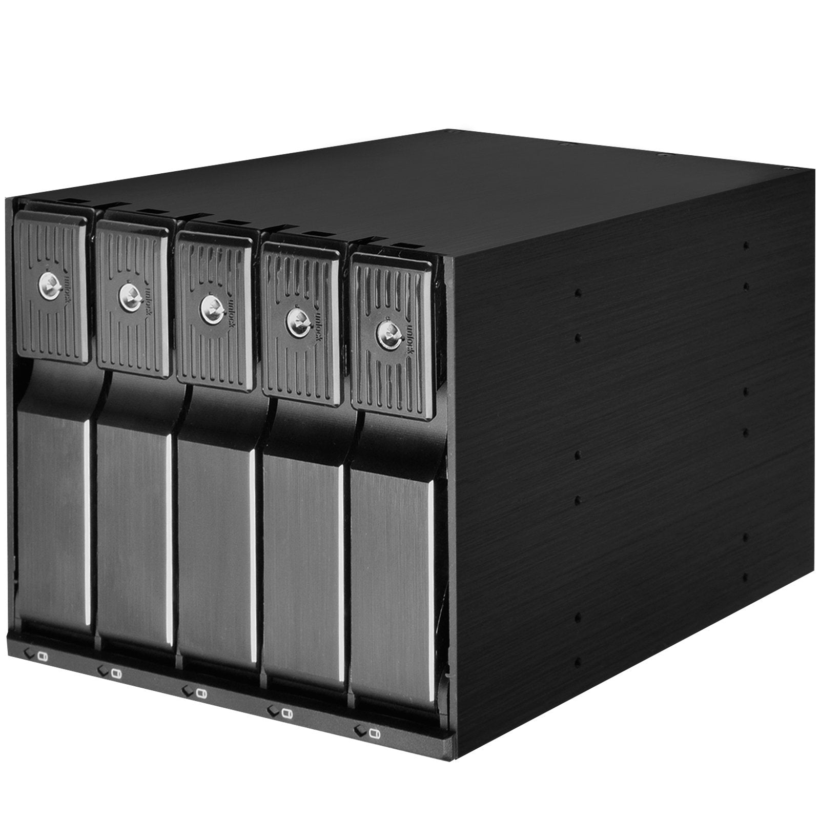 Casafoyer Aluminium Trayless Hot Swap Mobile Rack Backplane,Internal Hard Drive Enclosure for 5x 3.5 Inch /SATA HDD or SSD, fit in any 3x 5.25 Inch Drive Bay ,with Fan and Lock for -12G/SATA 6G HDD Enclosure - (Pack Of 2)
