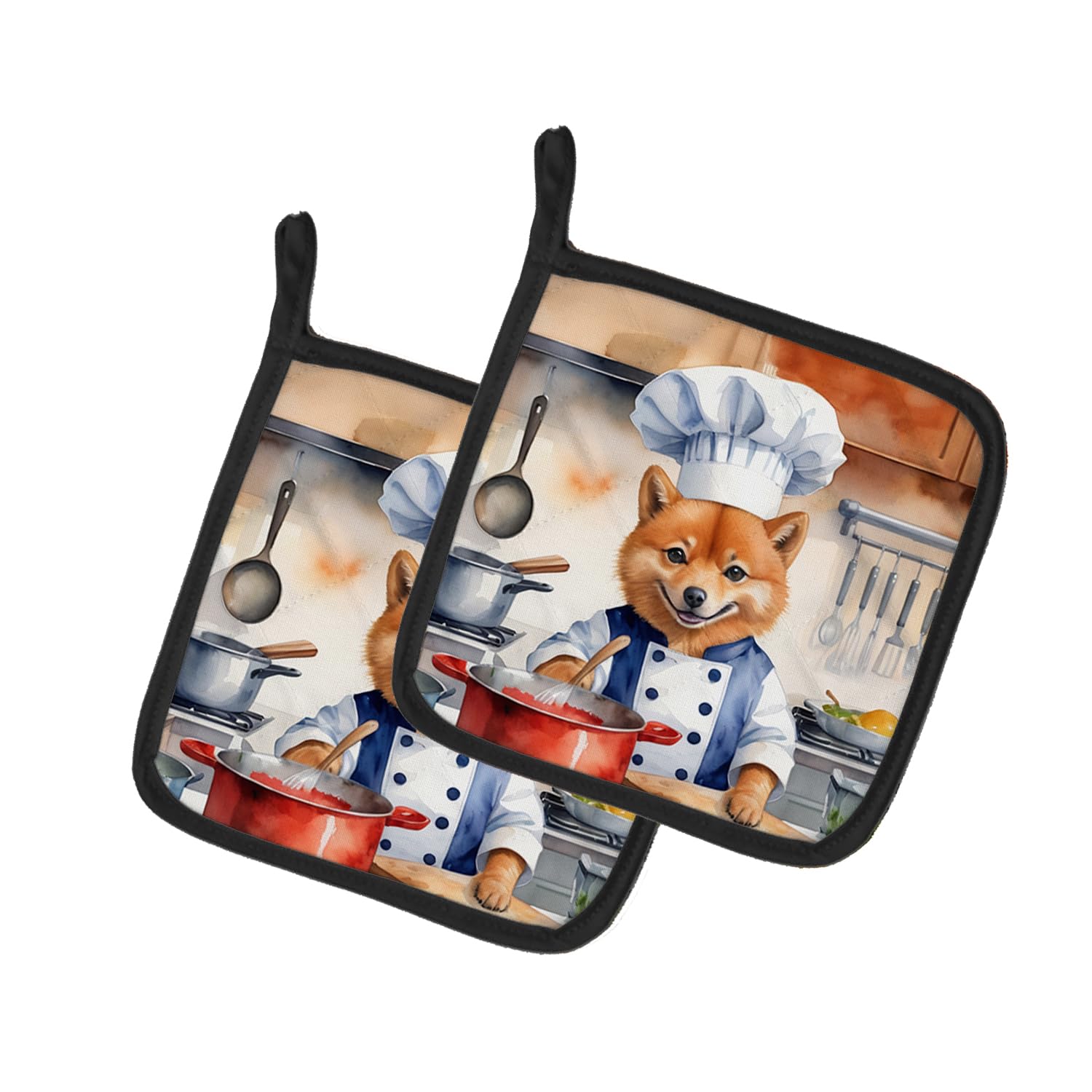Finnish Spitz The Chef Pair of Pot Holders