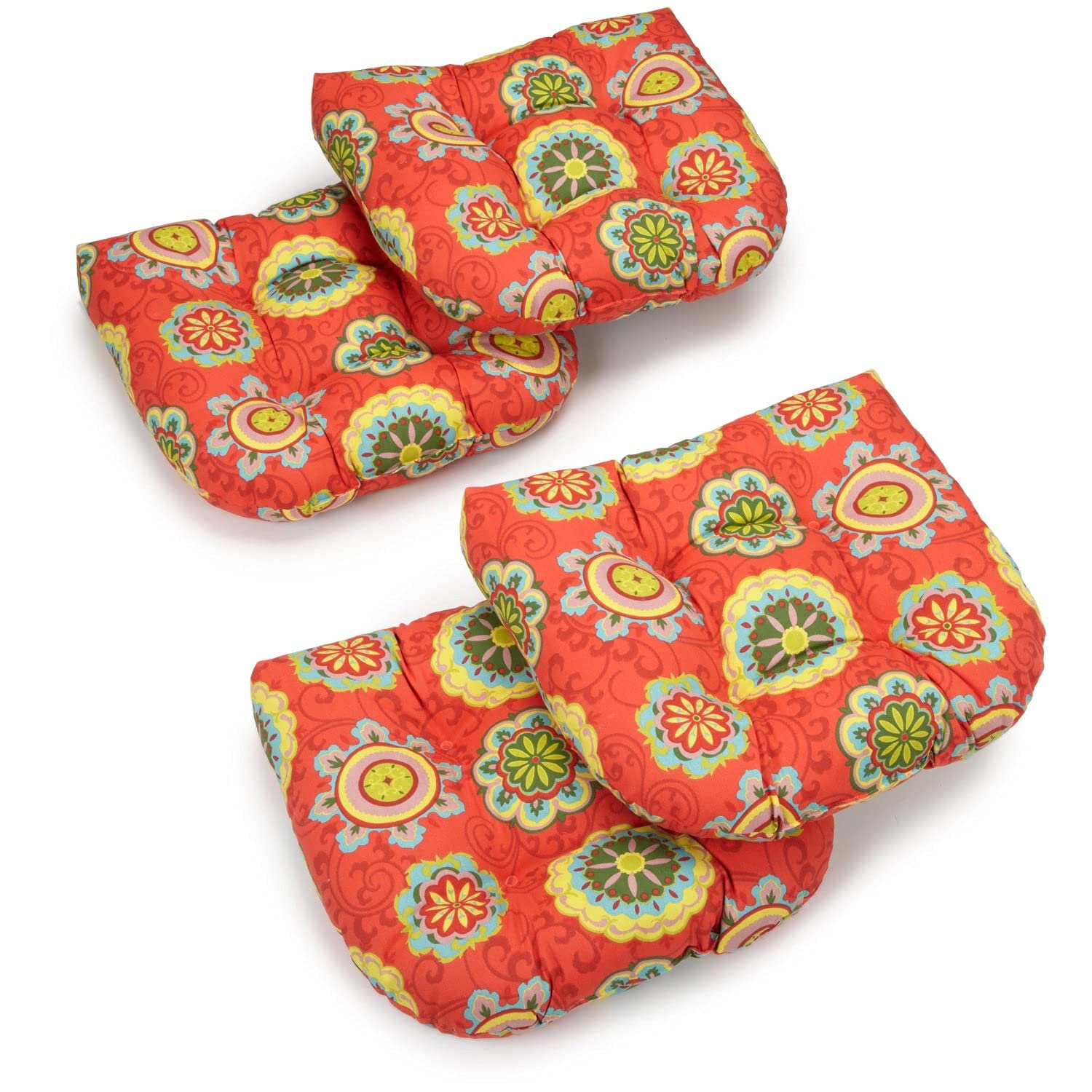 19-inch U-Shaped Spun Polyester Outdoor Tufted Dining Chair Cushions (Set of 4) - Farrington Terrace