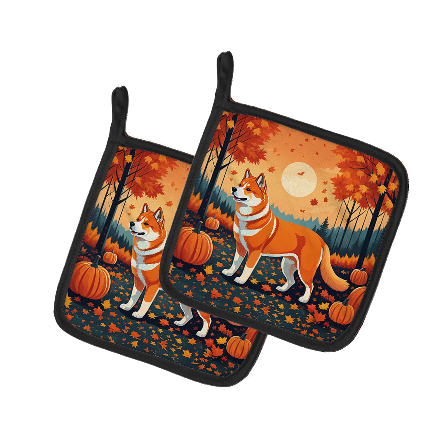 Akita Fall Pair of Pot Holders