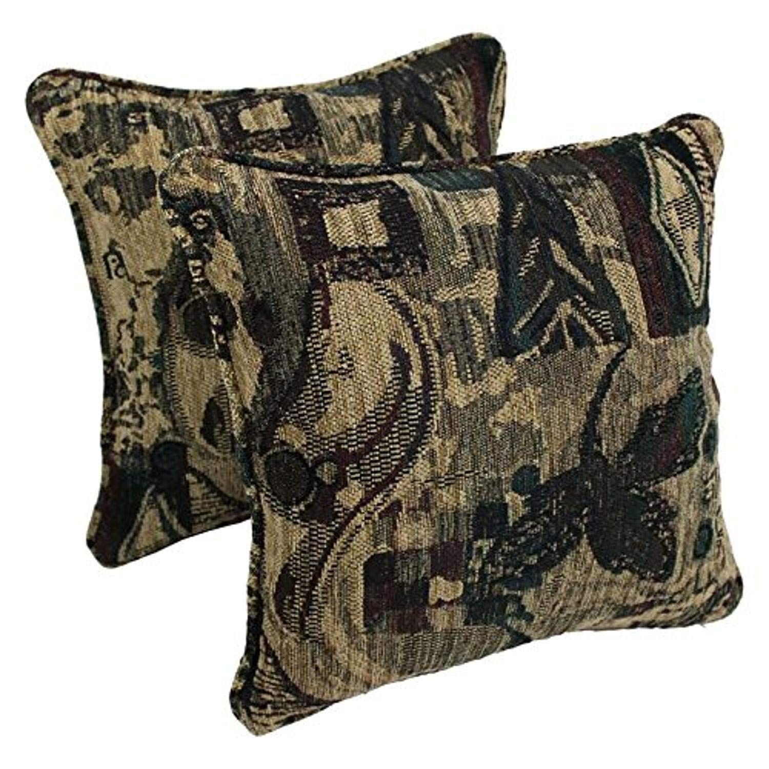 18-inch Patterned Jacquard Chenille Square Throw Pillows (Set of 2)
