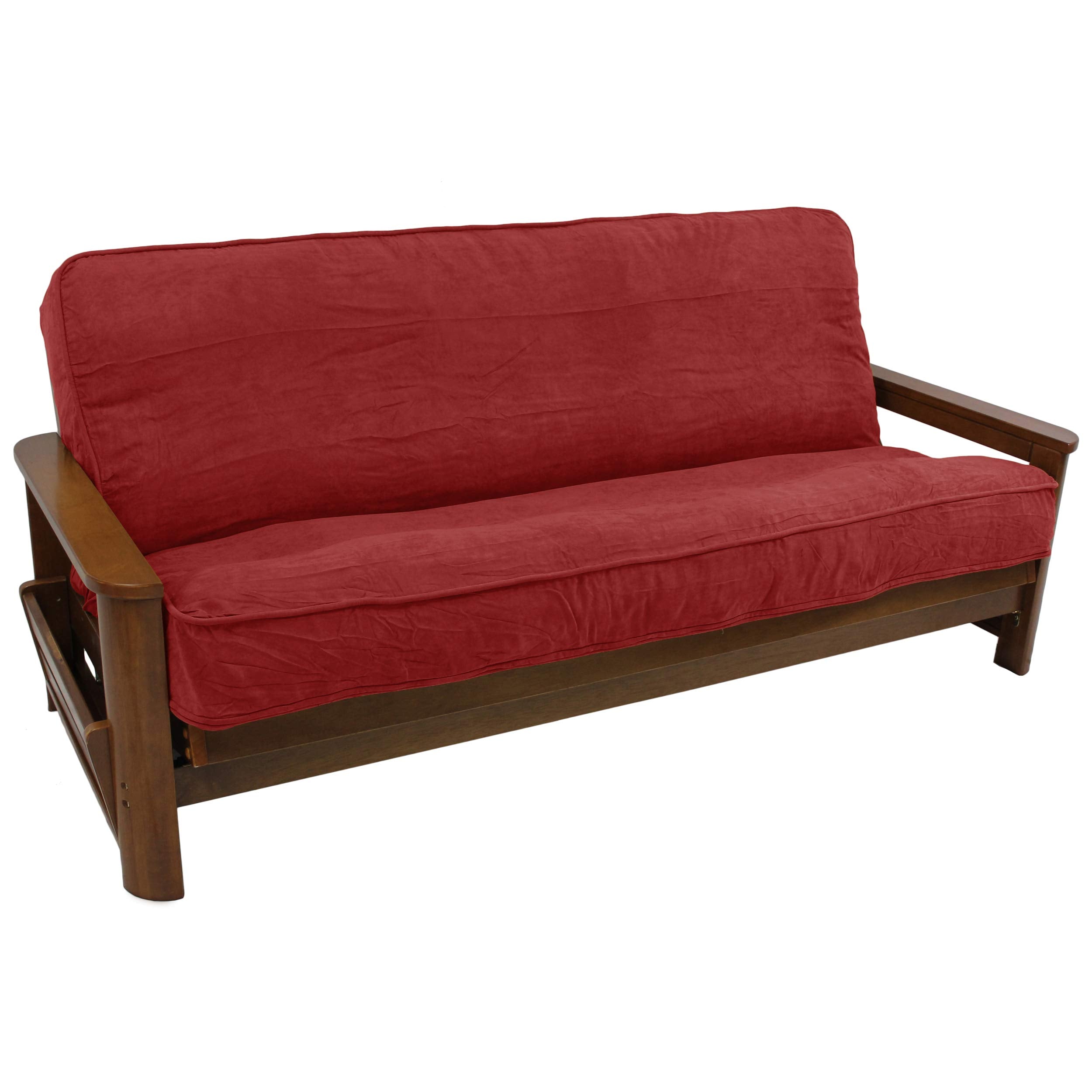 Solid Microsuede Double Corded 8 to 9-inch Full Futon Cover - Cardinal Red