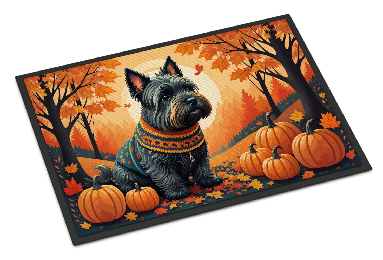 Carolines Treasures DAC1069MAT Scottish Terrier Fall Doormat 18x27 Front Door Mat Indoor Outdoor Rugs for Entryway, Non Slip Washable Low Pile, 18H X 27W