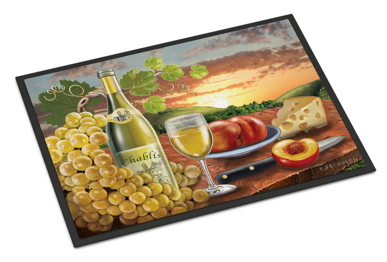 Chablis, Peach, Wine and Cheese Indoor or Outdoor Mat 24x36