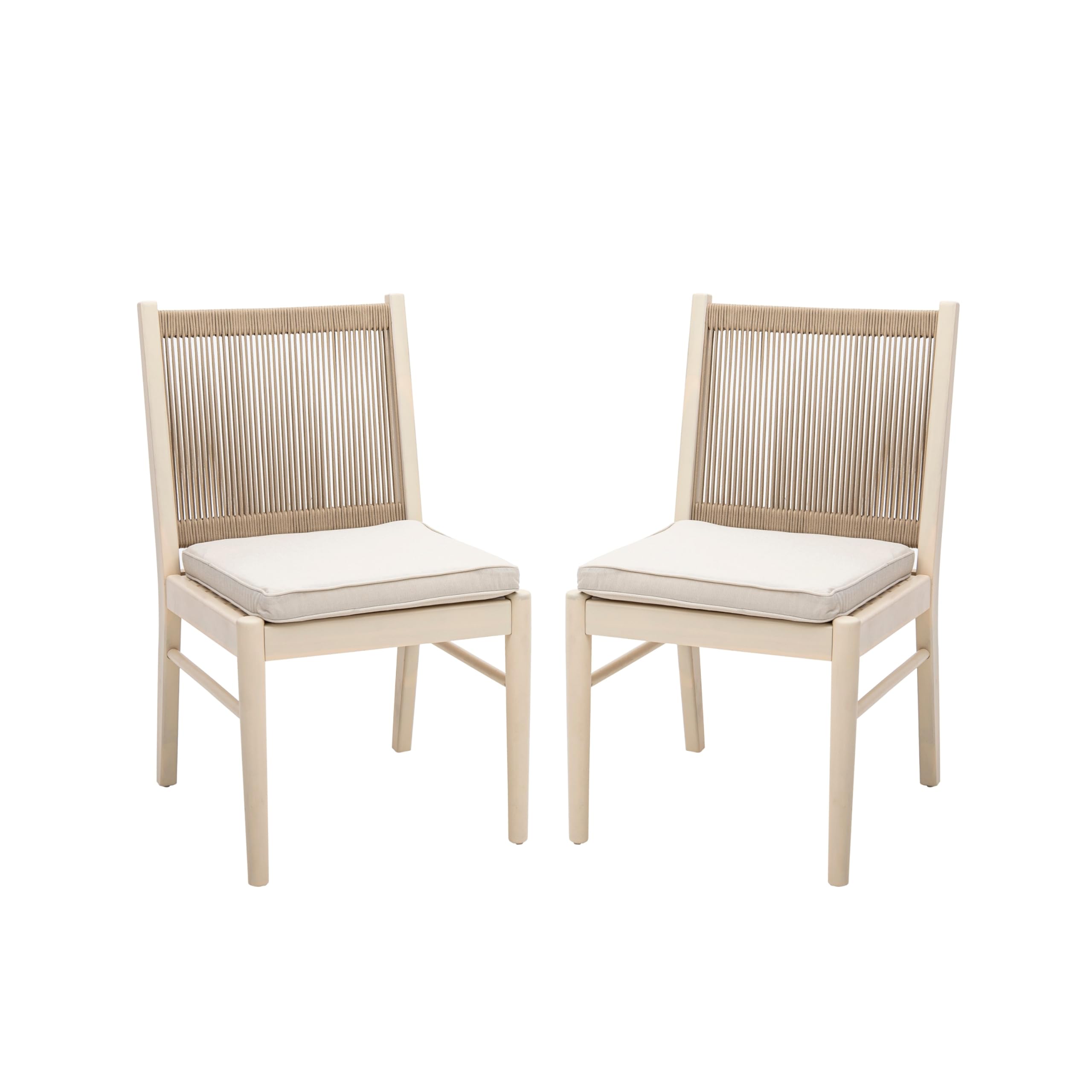 Orry Dining Side Chair Set of 2, Sand Brown Roped Back, Acacia Wood