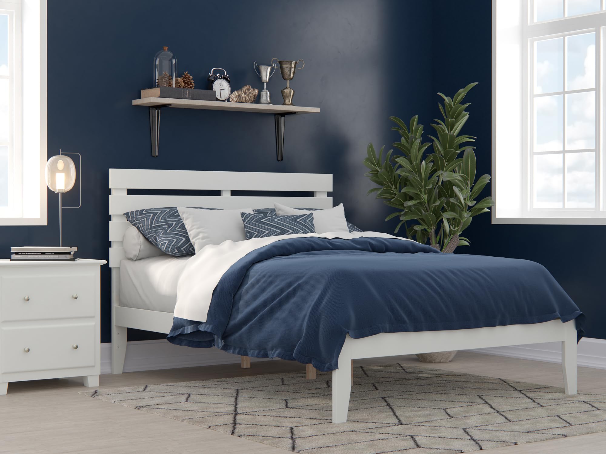 Oxford Full Bed with USB Turbo Charger in White