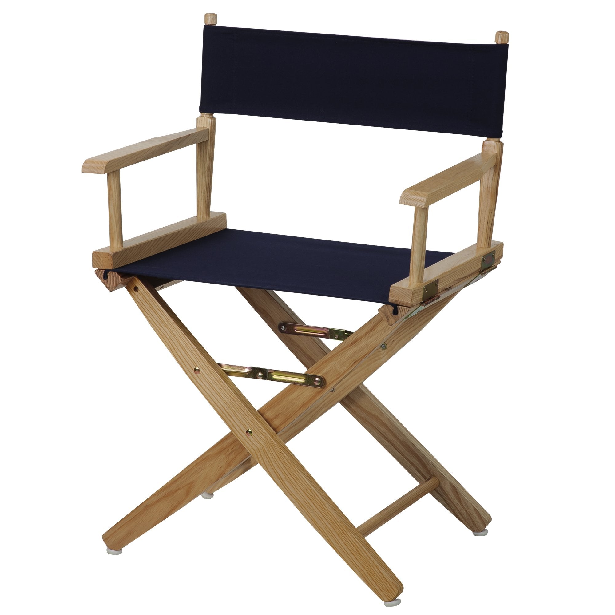 Extra-Wide Premium 18  Directors Chair Natural Frame W/Navy Color Cover