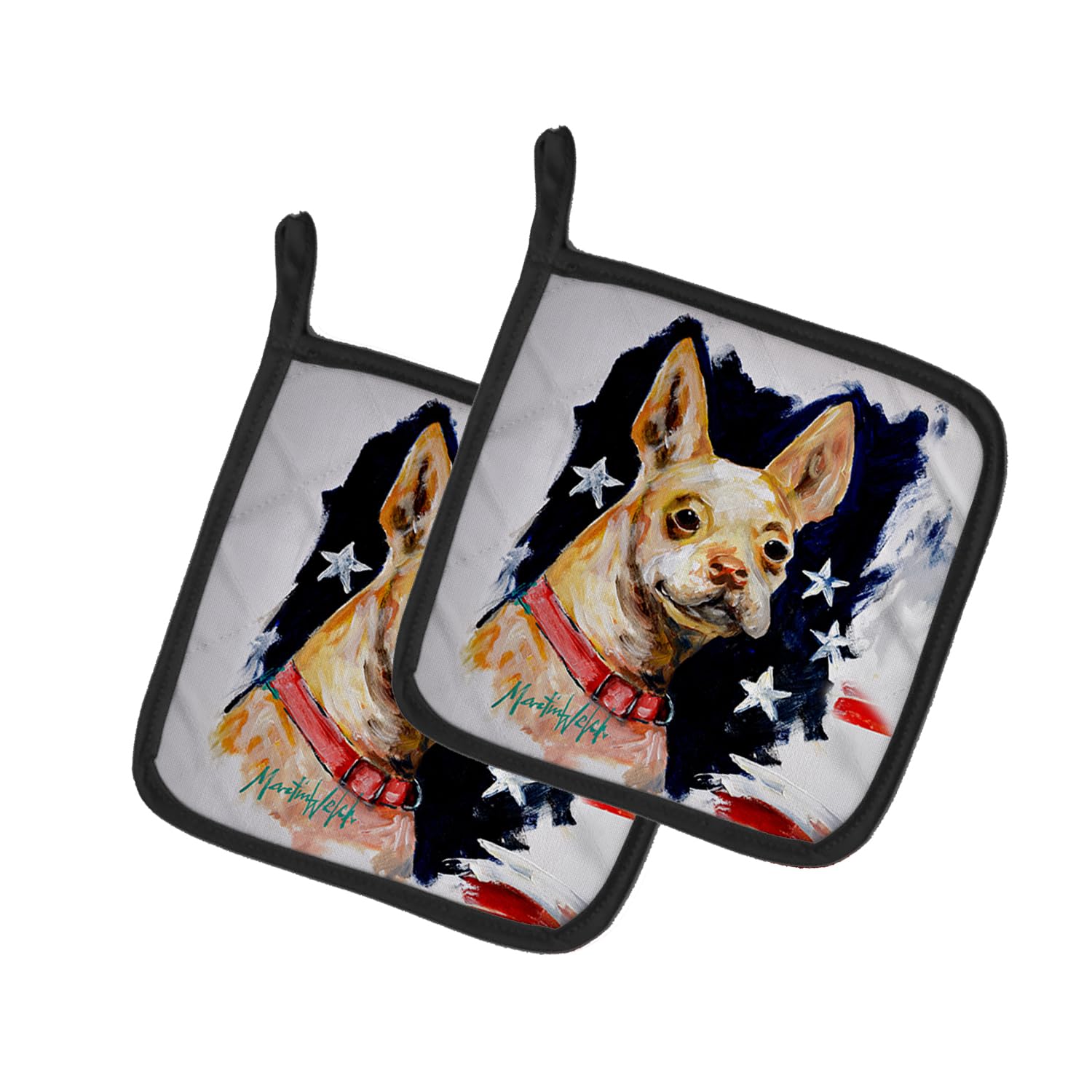 Chevy Boston Terrier Pair of Pot Holders