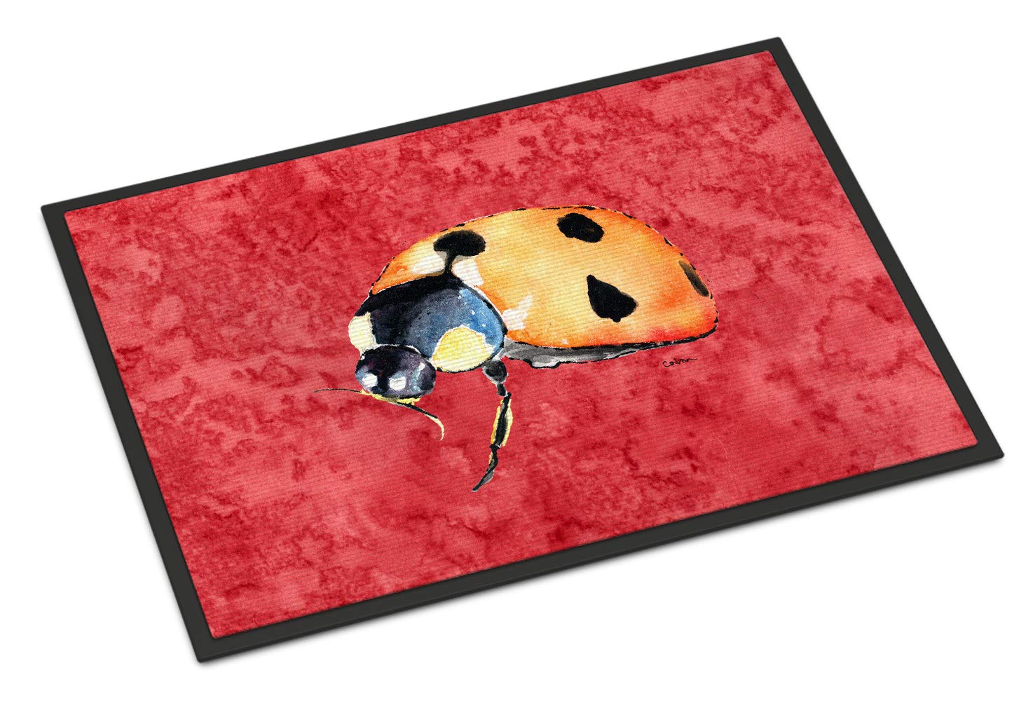 Lady Bug on Red Indoor or Outdoor Mat 18x27