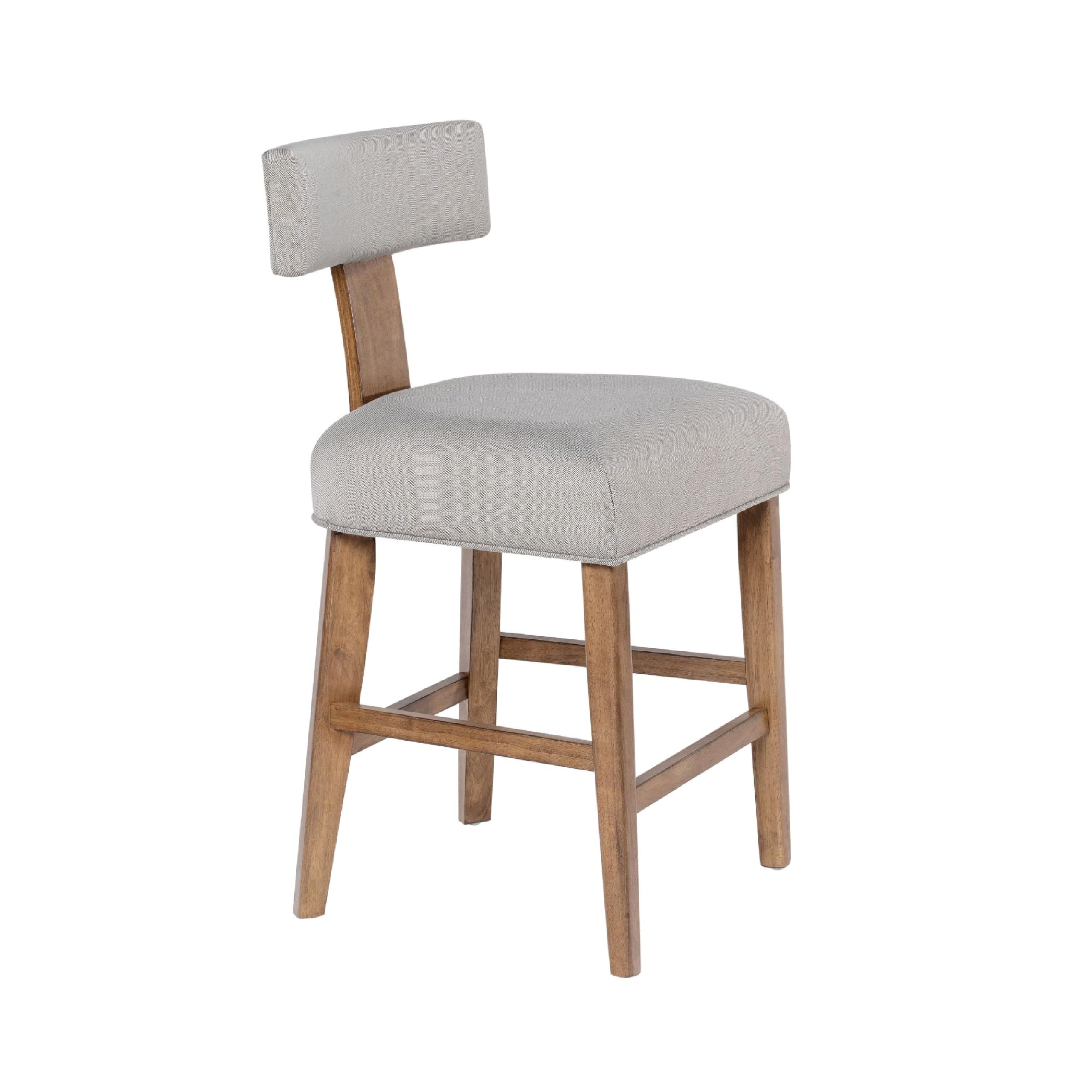 Tely Counter Stool Chair with Light Gray T Back, Natural Brown Frame