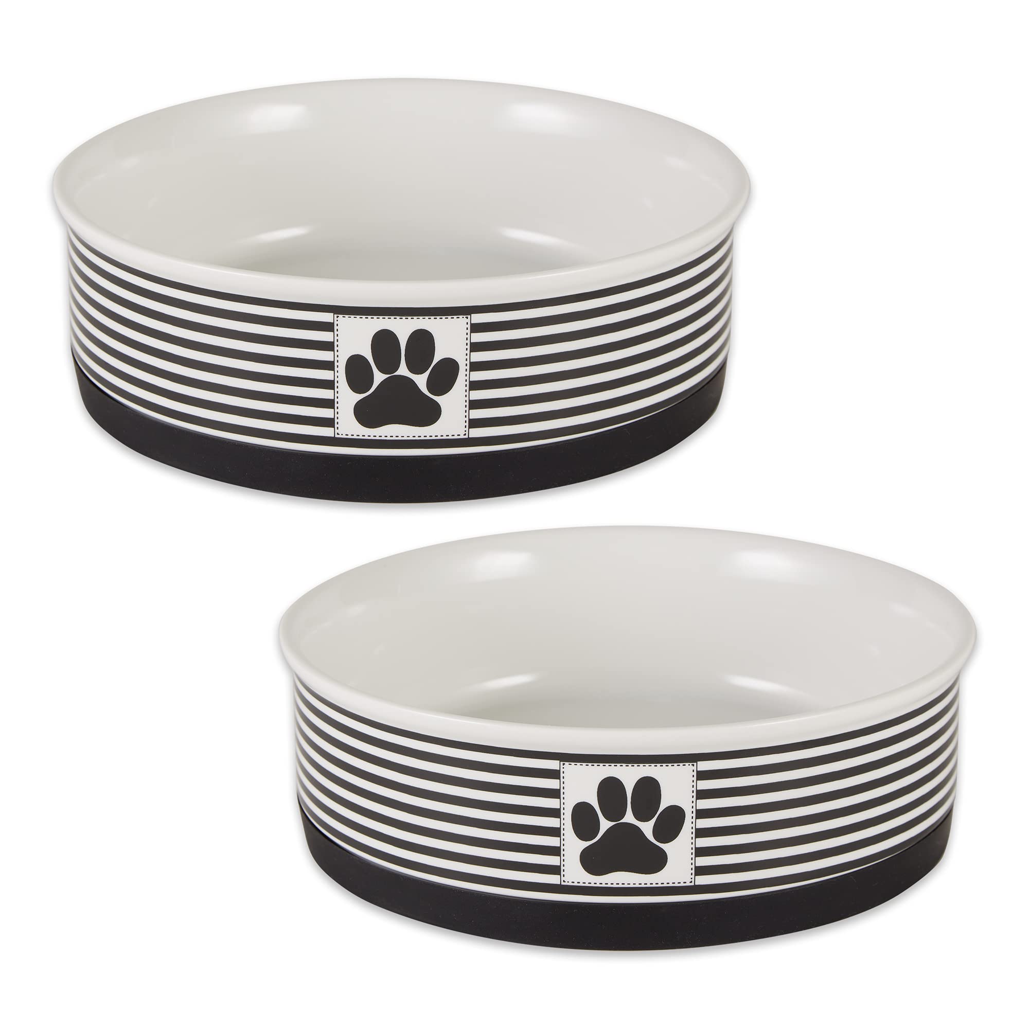 Bone Dry Paw & Patch Ceramic Pet Collection Large Set 7.5X2.4 Black 2 Piece5742