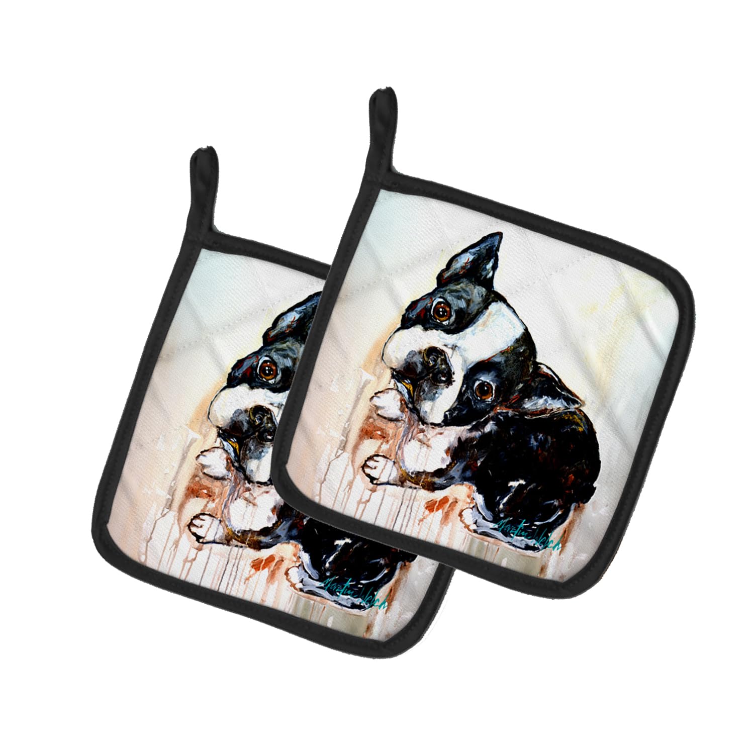 Boston Terrier The Look Pair of Pot Holders