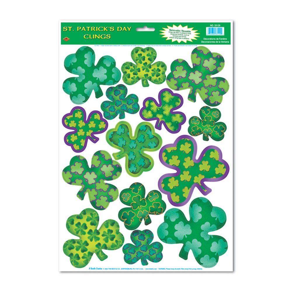 Irish-Mood Shamrock Clings (Pack of 12)