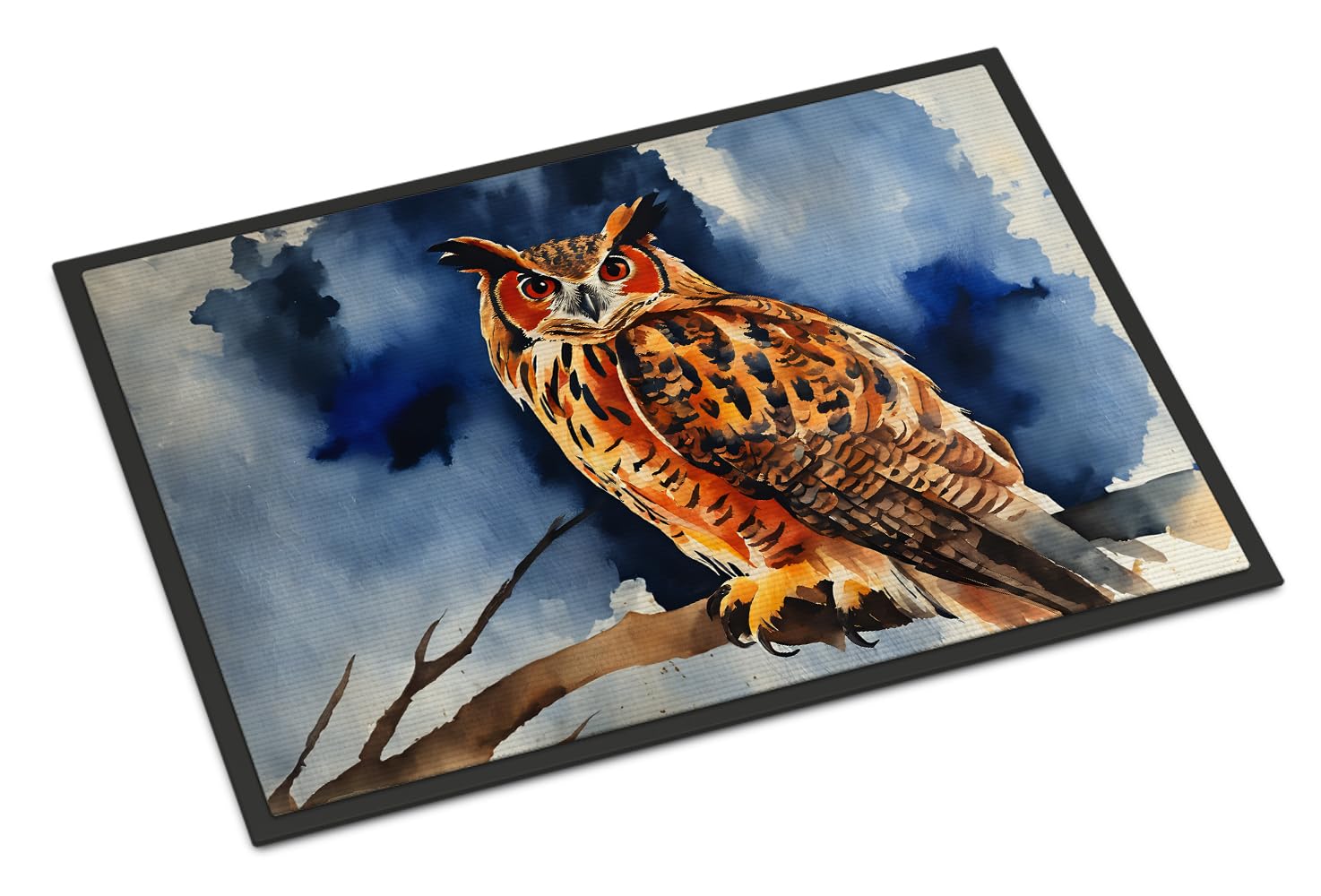 Carolines Treasures DAC3222JMAT Eurasian Eagle Owl Doormat Front Door Mat Indoor Outdoor Rugs for Entryway, Non Slip Washable Low Pile, 24H X 36W