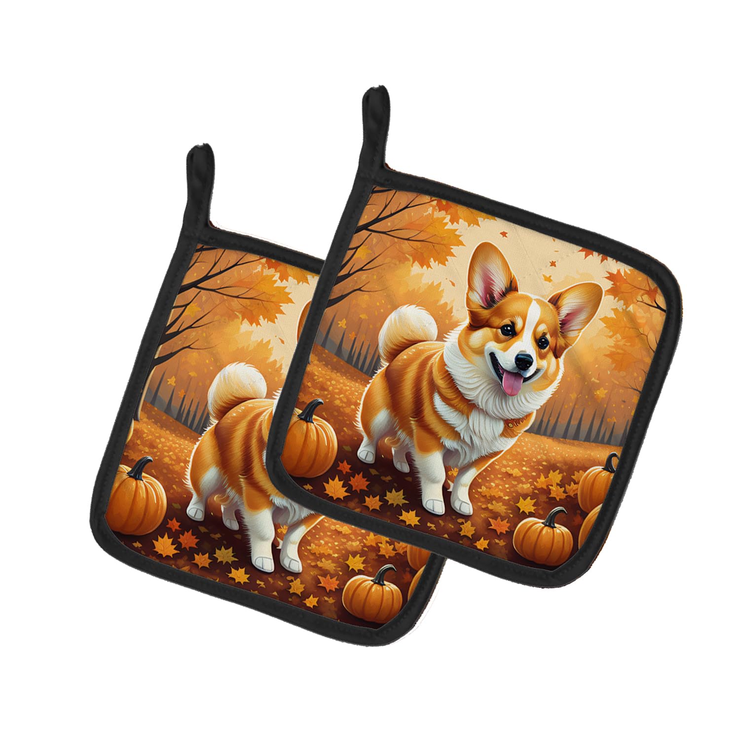 Corgi Fall Pair of Pot Holders