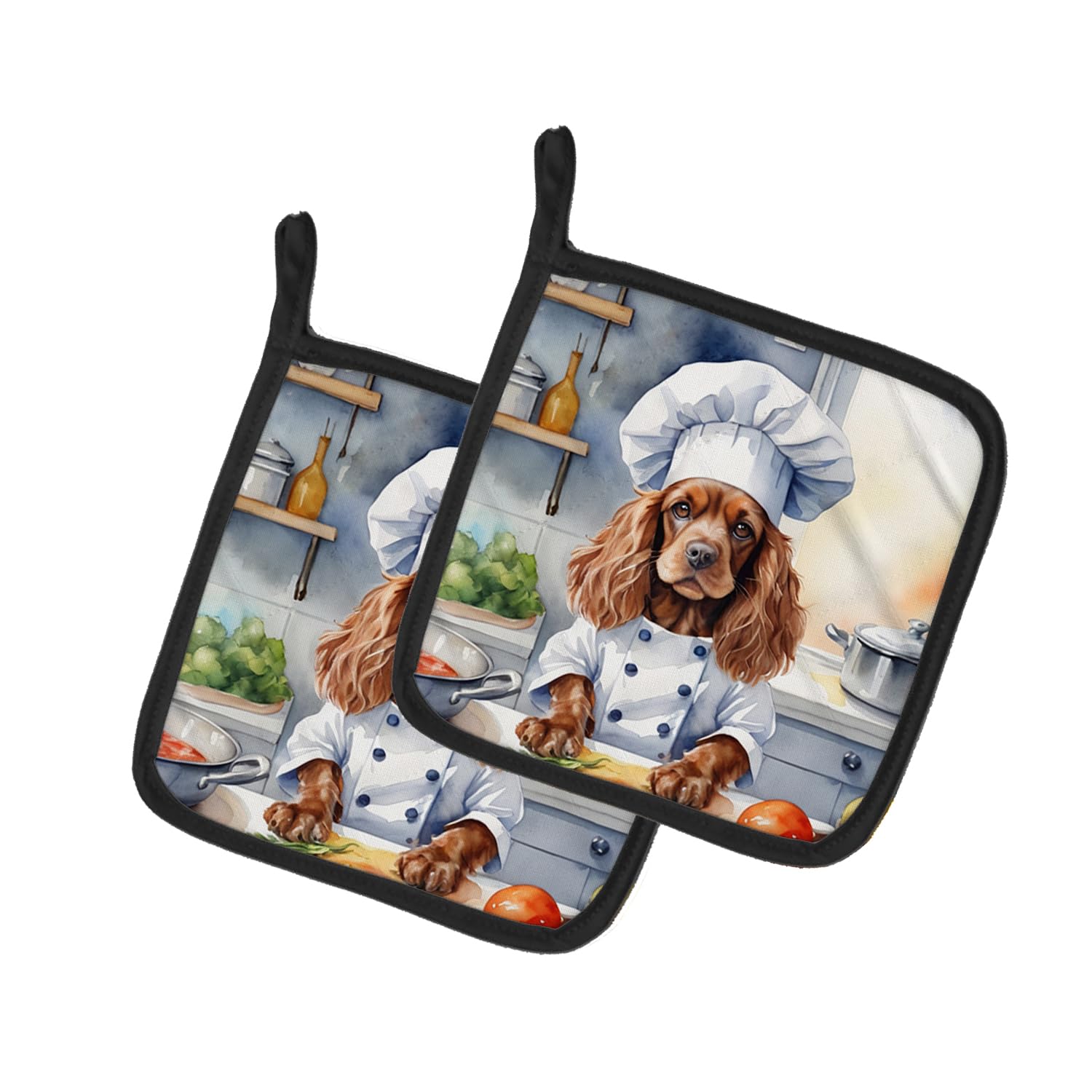 Cocker Spaniel The Chef Pair of Pot Holders