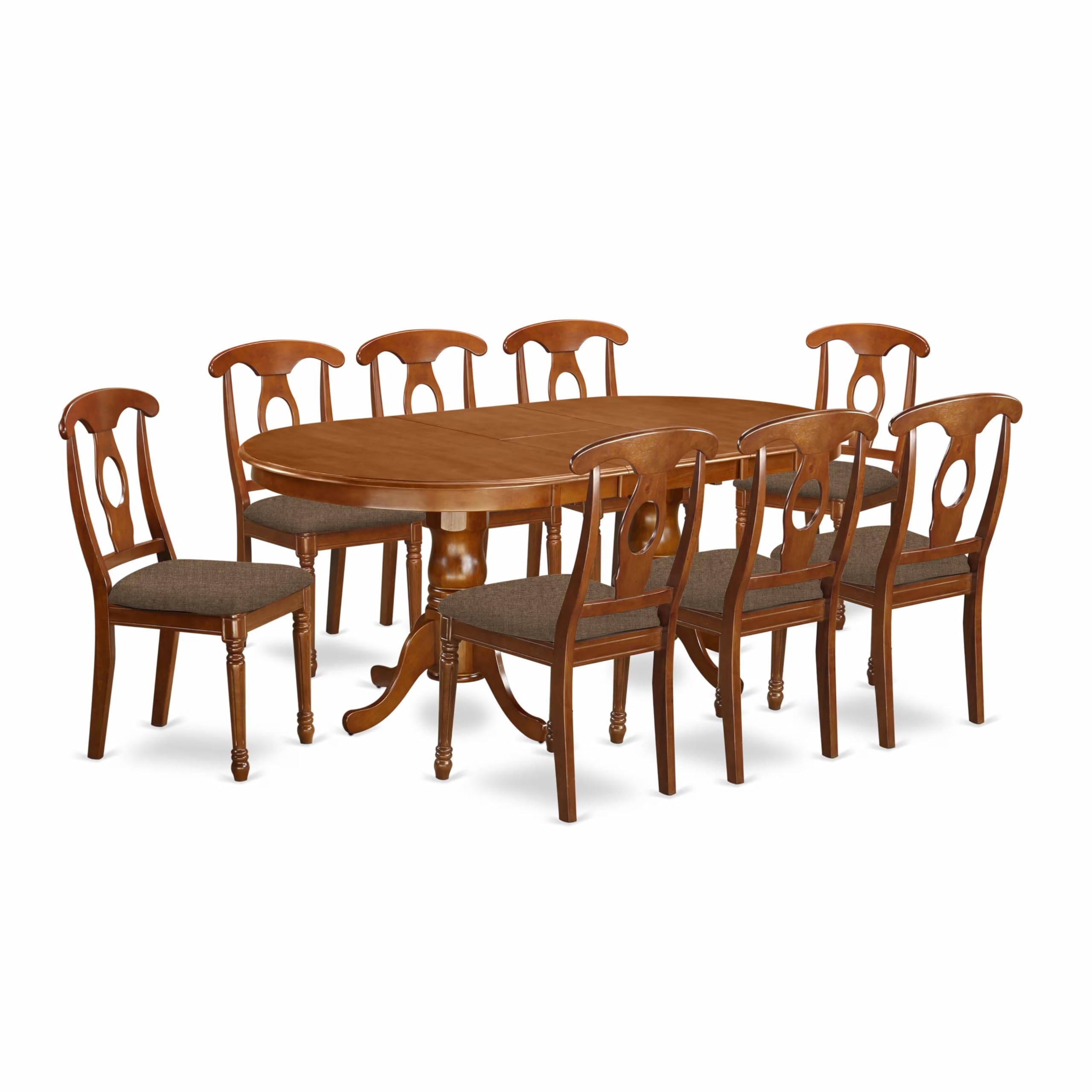 PLNA9-SBR-C 9 Pc formal Dining room set-Dining Table with 8 Dinette Chairs