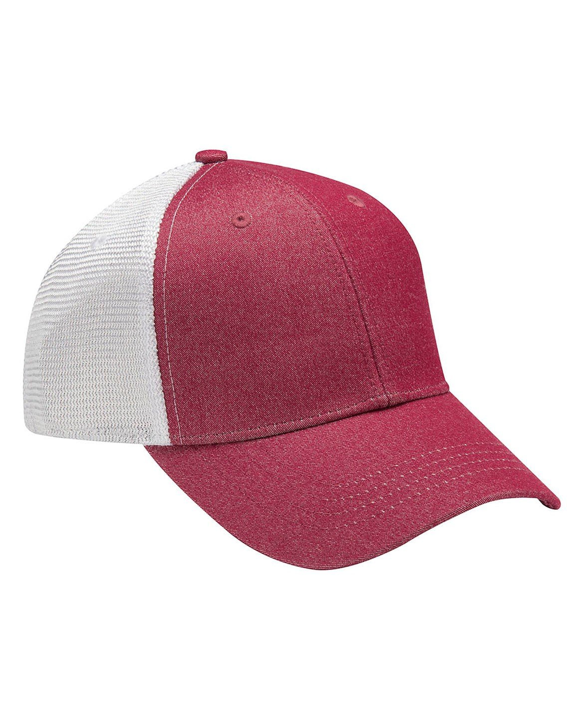 KN102 | KNOCKOUT- 80% Polyester/17% Cotton/3% Spandex, heather fabric, six panel, structured, cap with soft nylon close knit mesh back panels and hook and loop self-fabric back closure. - BURGUNDY/WHITE