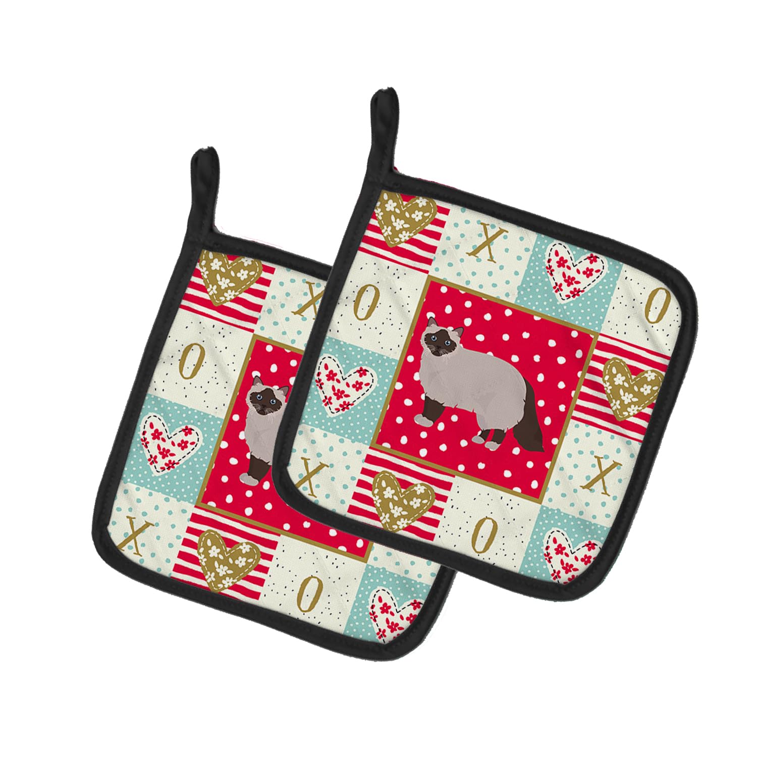 Birman Cat Love Pair of Pot Holders