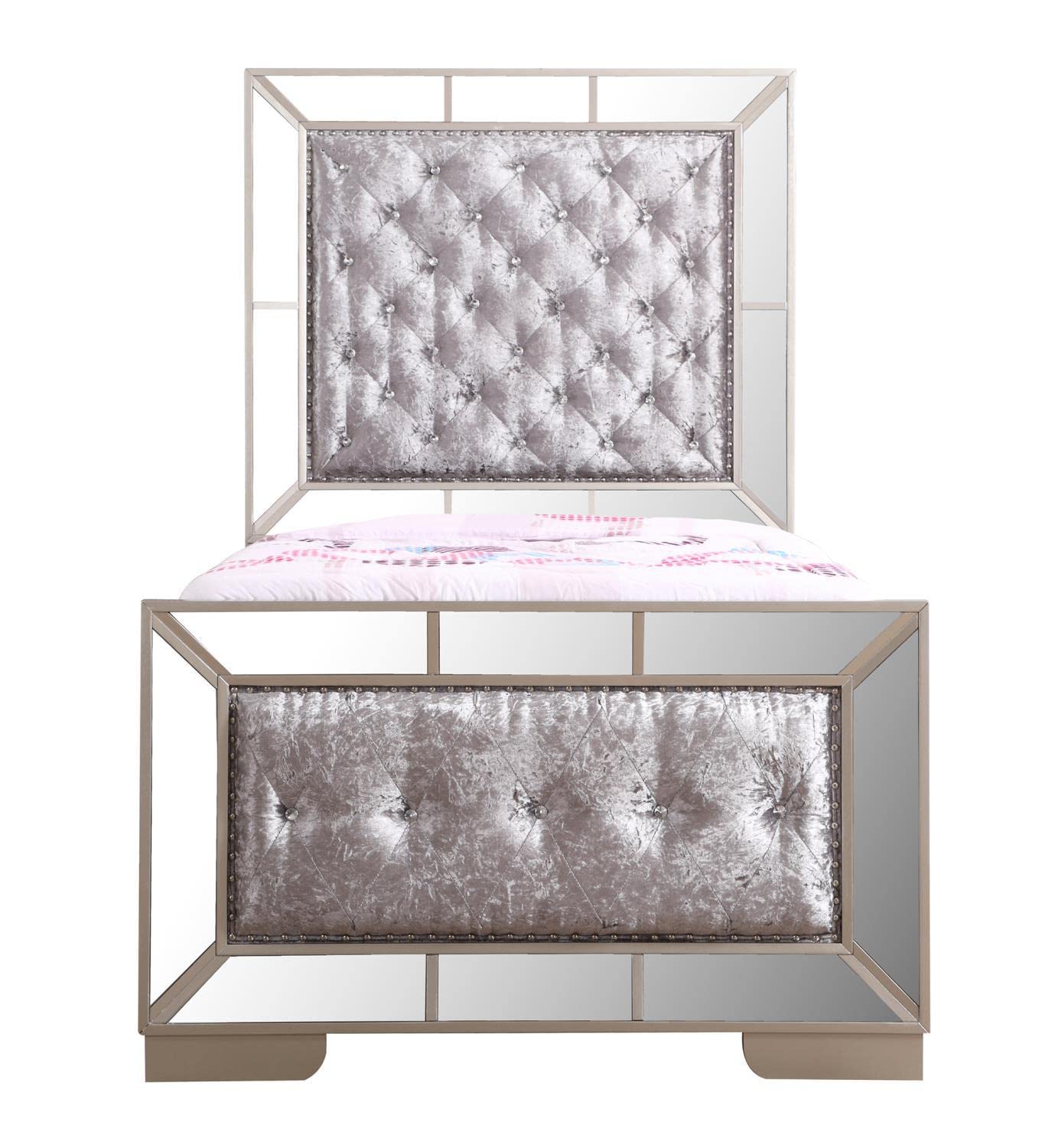 Hollywood Hills Silver Champagne Twin Panel Beds