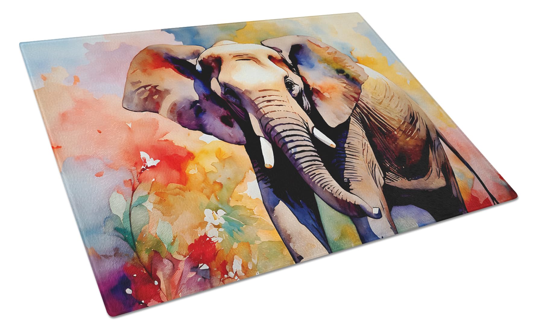 Carolines Treasures DAC2906LCB Elephant Glass Cutting Board Large Decorative Tempered Glass Kitchen Cutting and Serving Board Large Size Chopping Board