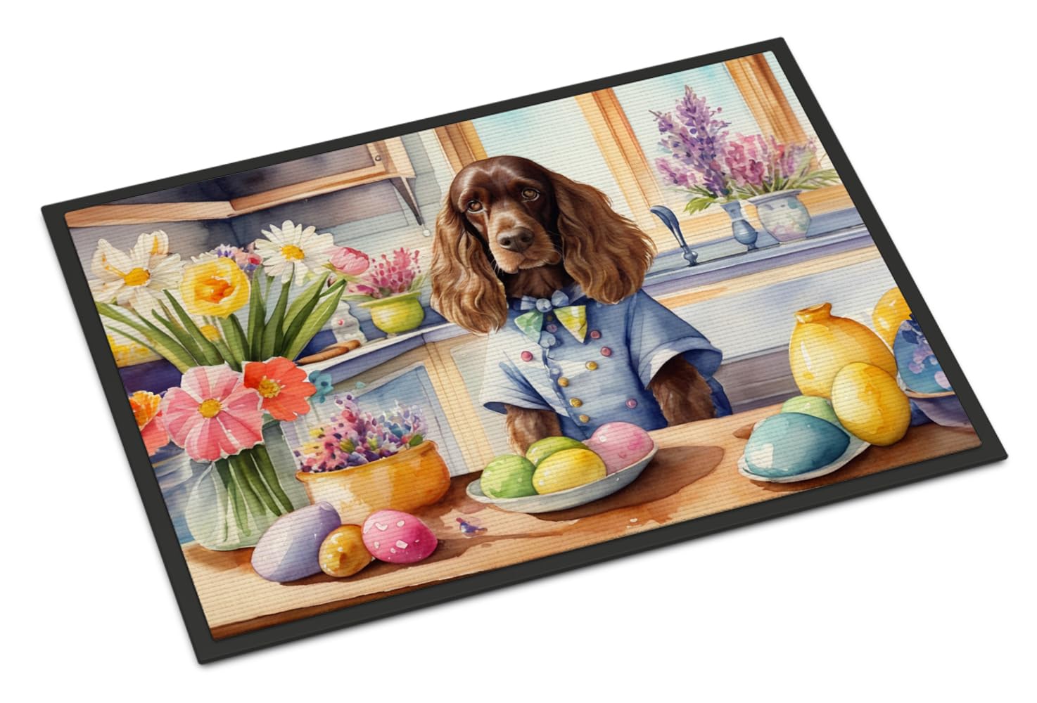 Carolines Treasures DAC6807MAT Decorating Easter English Cocker Spaniel Doormat Front Door Mat Indoor Outdoor Rugs for Entryway, Non Slip Washable Low Pile, 18H X 27W