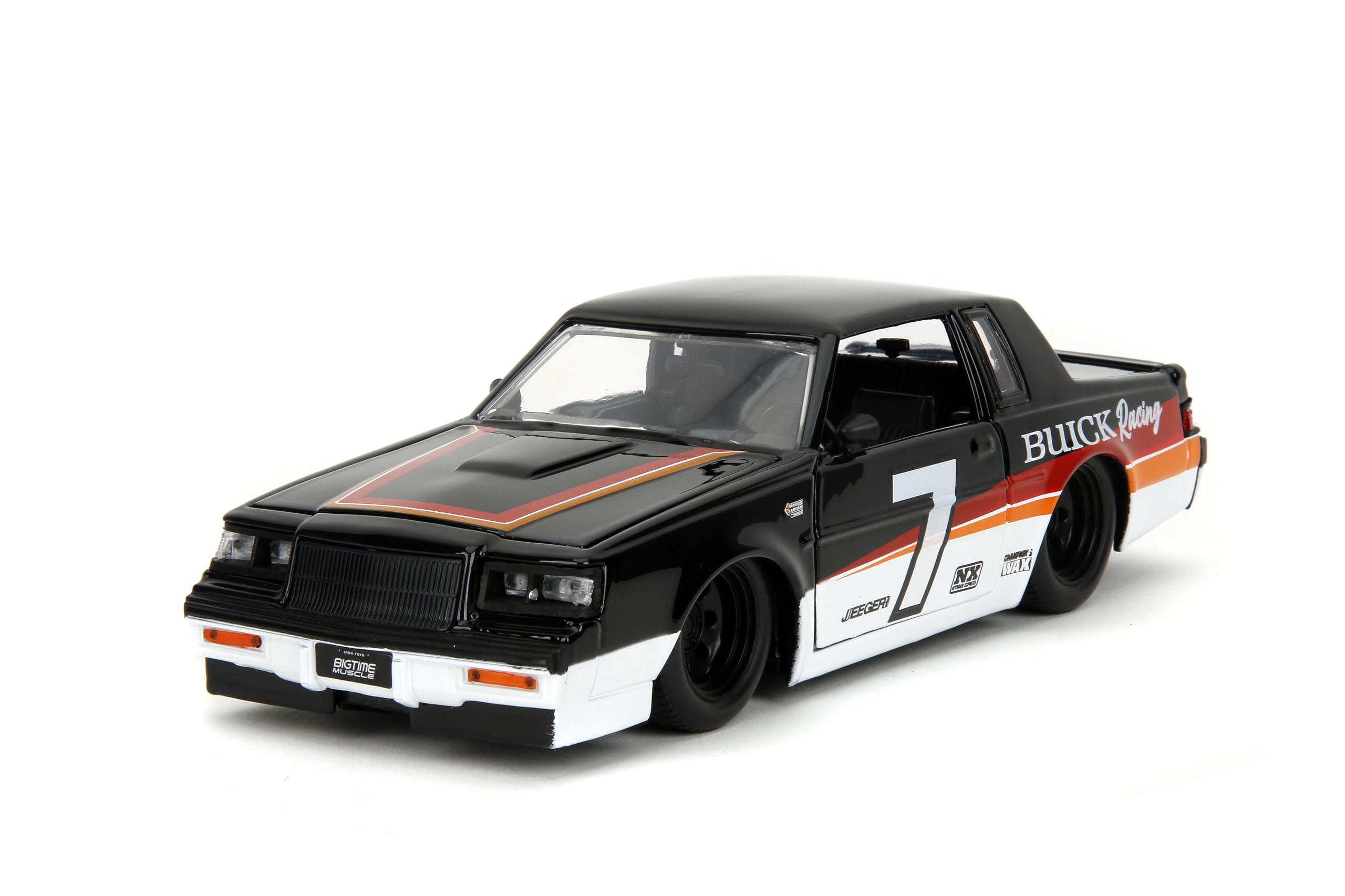 1987 Buick Grand National #7 Buick Racing Black and White with Stripes ?Bigtime Muscle? Series 1/24 Diecast Model Car by Jada