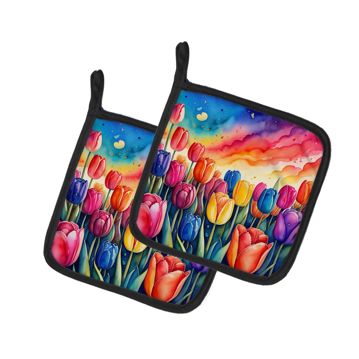 Colorful Tulips Pair of Pot Holders