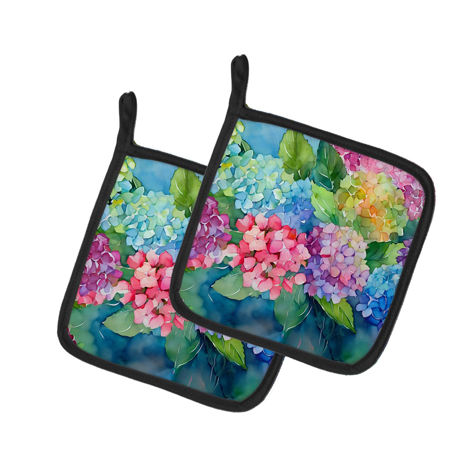 Hydrangeas in Watercolor Pair of Pot Holders