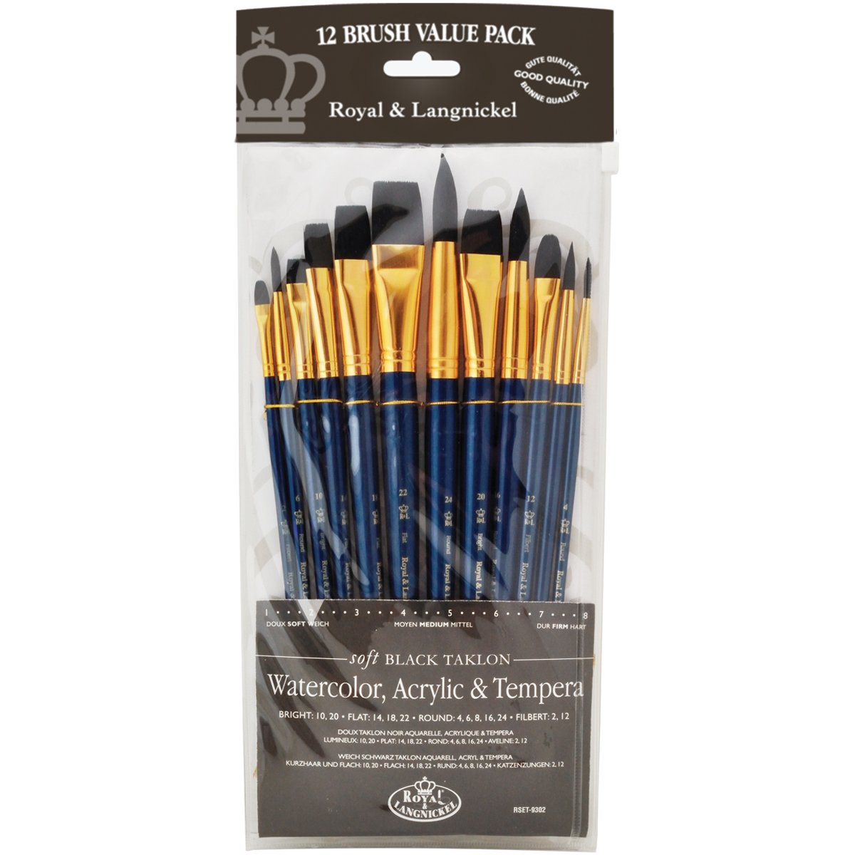 Royal Brush Manufacturing Royal And Langnickel Zip N' Close 12-Piece Brush Set, Soft Black Taklon