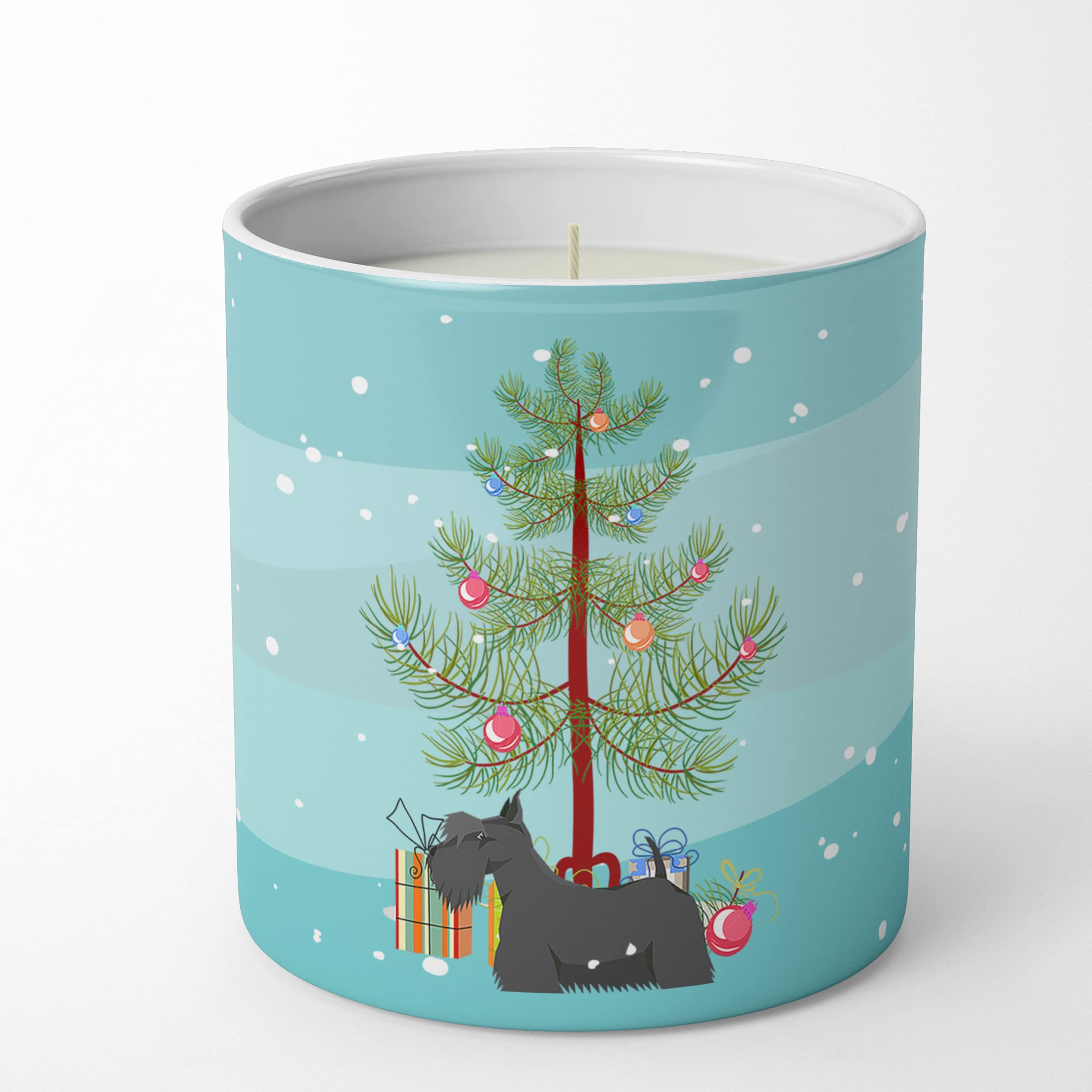 Carolines Treasures CK3560CDL Scottish Terrier Christmas Tree 10 oz Decorative Soy Candle Nature Soy Wax Essential Oil Home Decor Ideal for Bedroom Kitchen Bath Office Gift, 10 oz