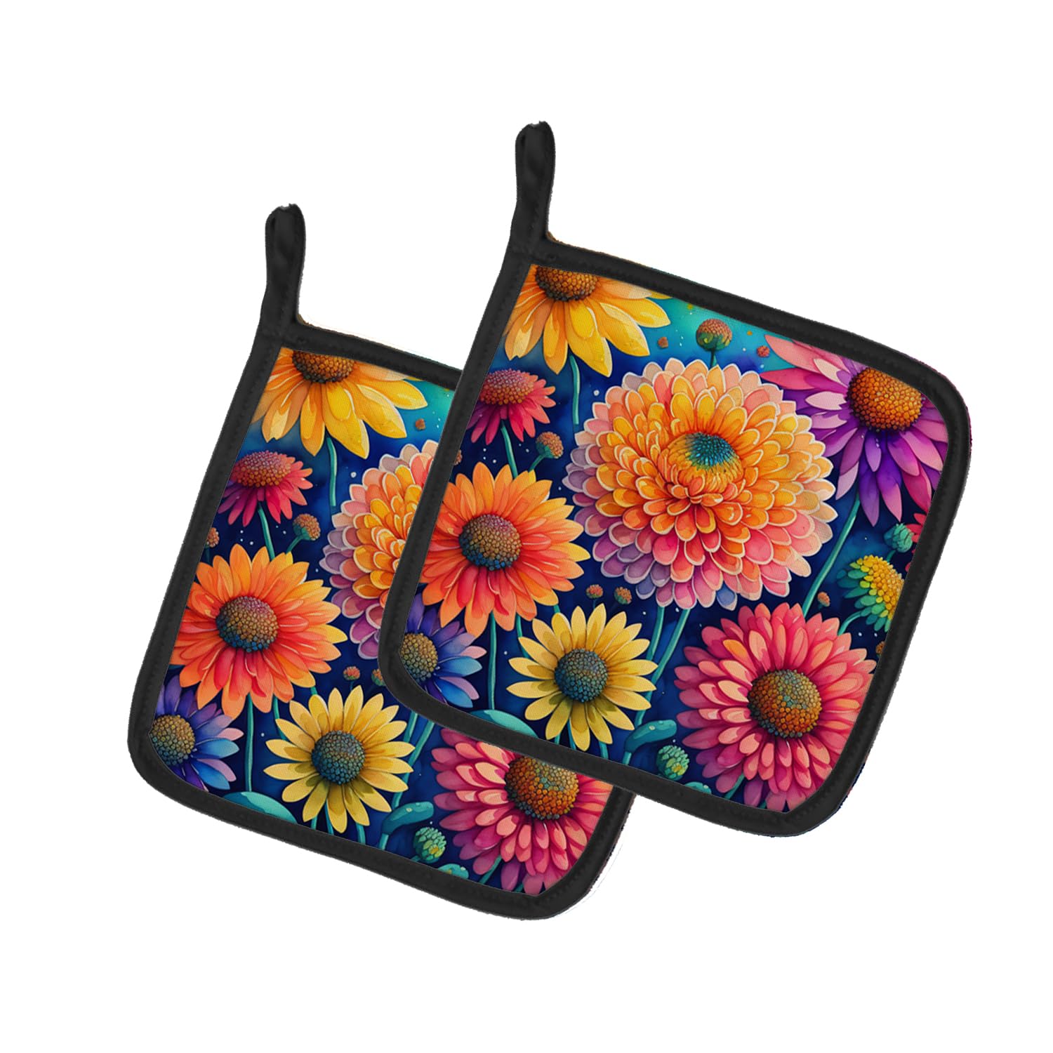 Colorful Chrysanthemums Pair of Pot Holders