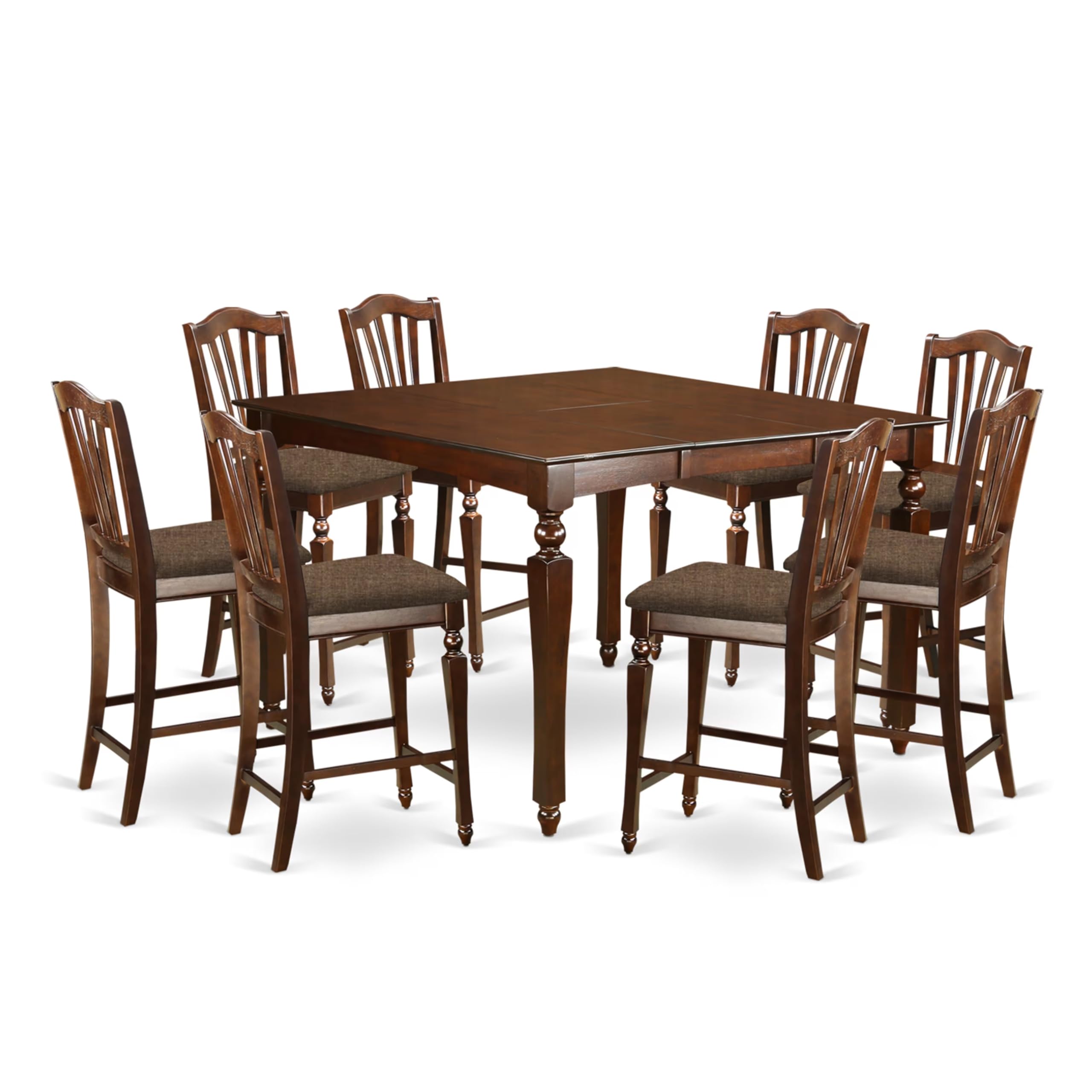 CHEL9-MAH-C 9 PC Counter height Table set-Square Counter height Table8 Stools