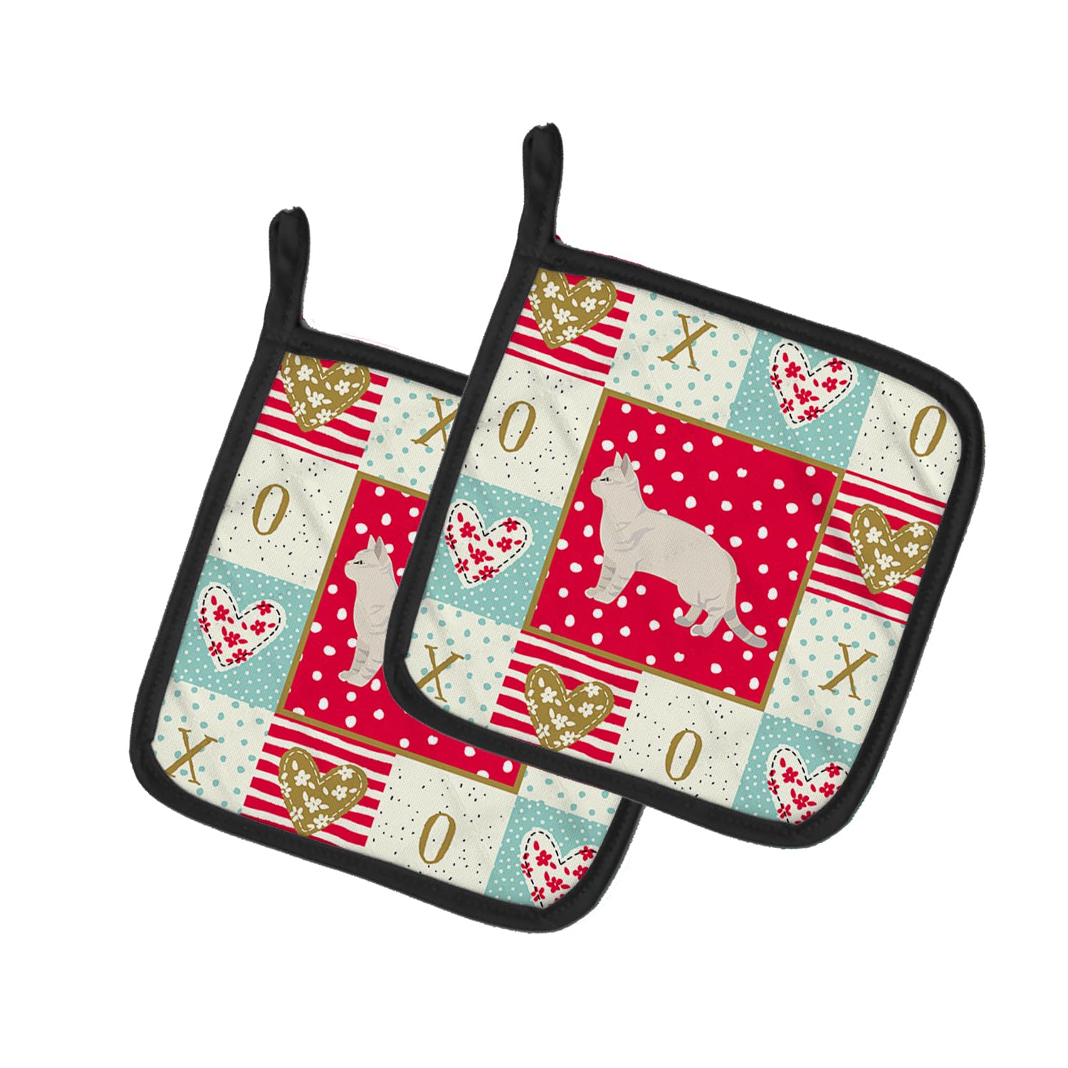 American Shorthair #2 Cat Love Pair of Pot Holders