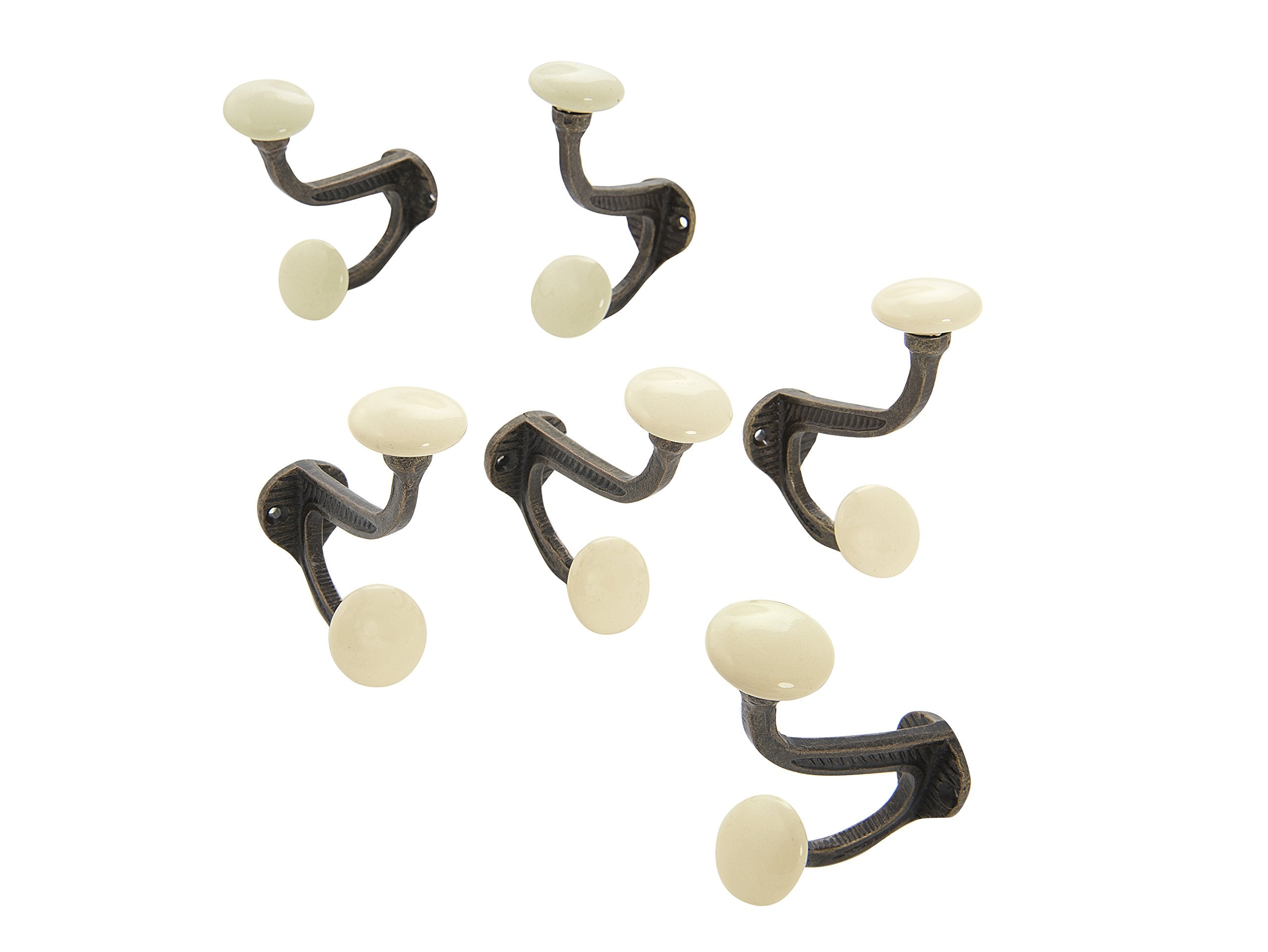Metal Farm House Wall Hook Bronze Set of 6