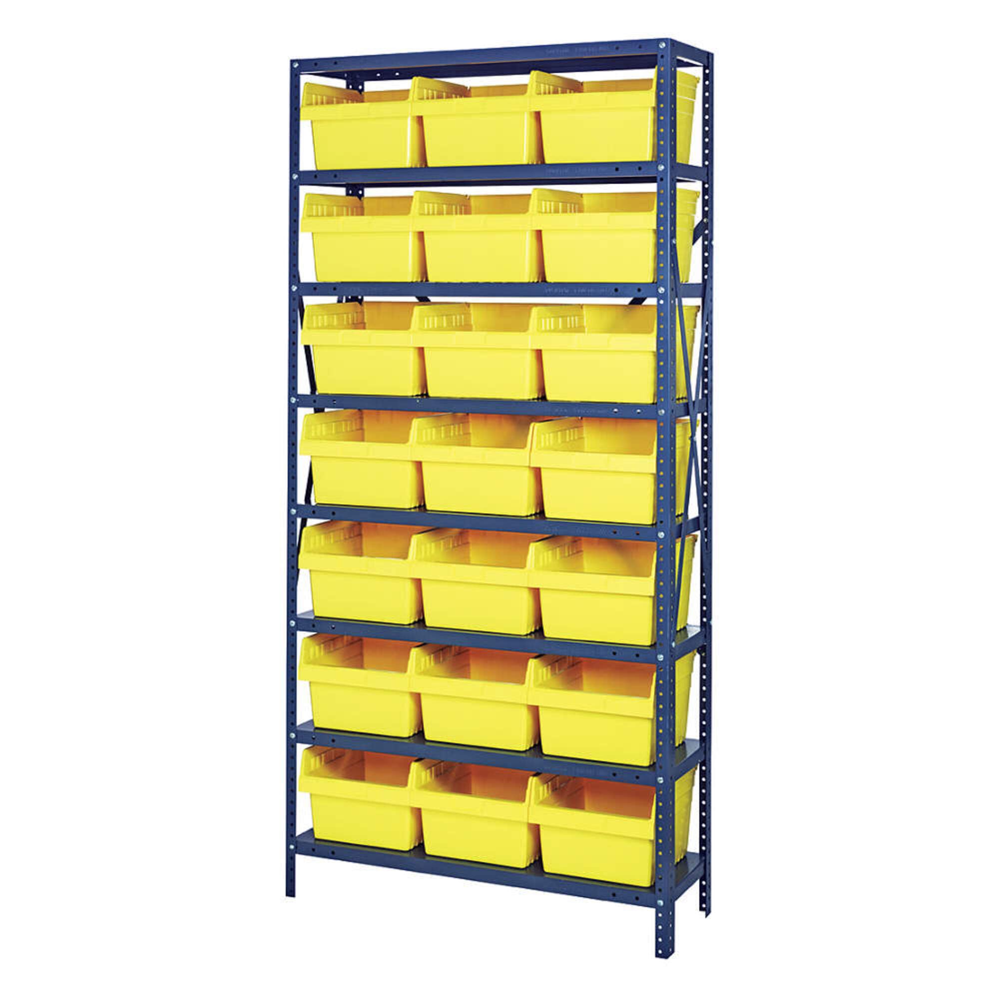 8 Shelf Open Unit W/21 Bins Yellow