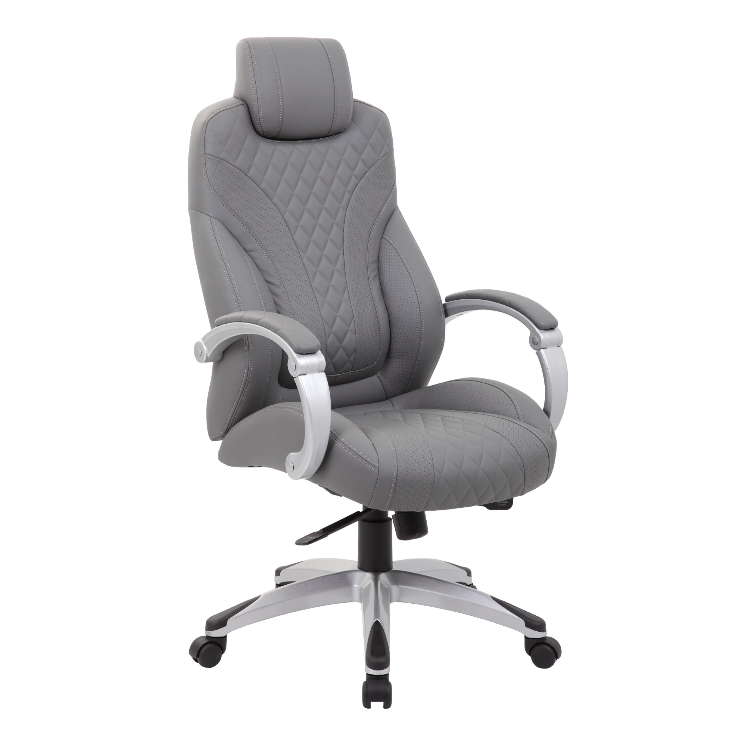 Kelly Rolling Executive Armchair, Gray Stitched-Back Caressoftplus