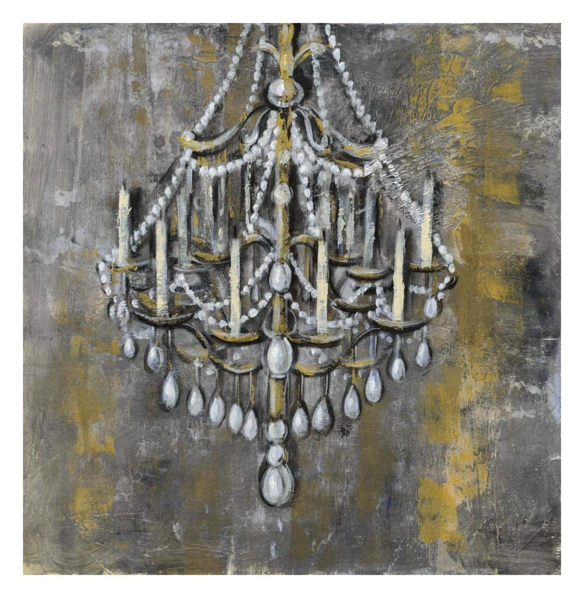 Vintage Chandelier I -Paper Art-26x26″