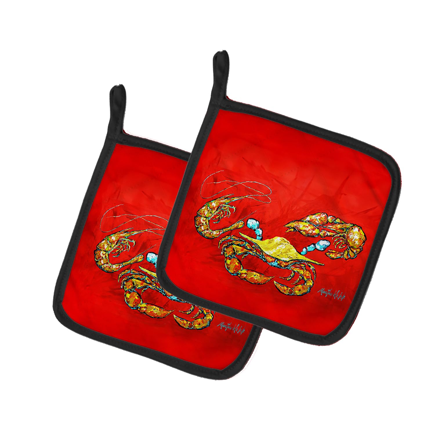 Seafood Sandwich Crab Shrimp Crawfish Pair of Pot Holders