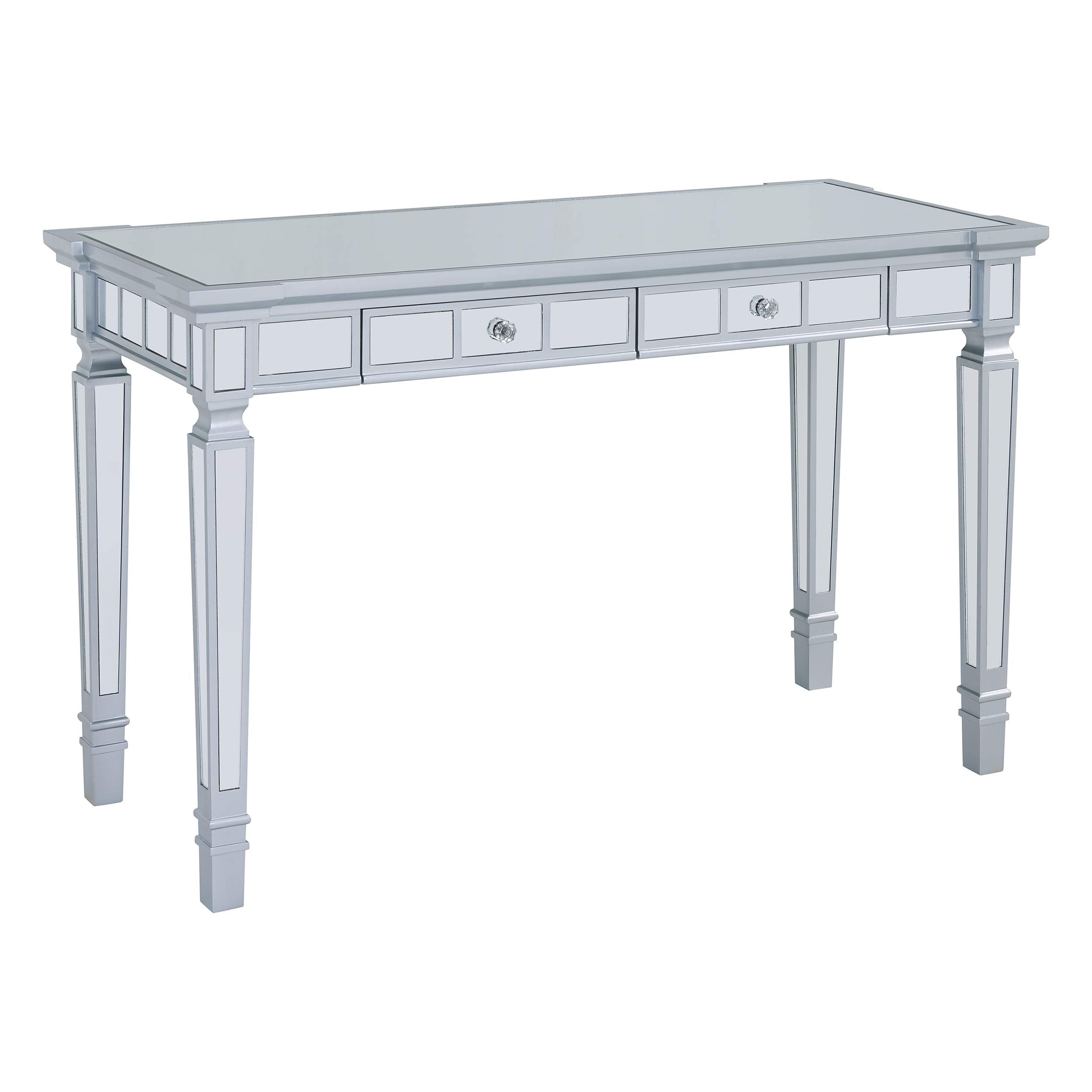 Southern Enterprises Glenview Desk, Mirrored, Matte Silver