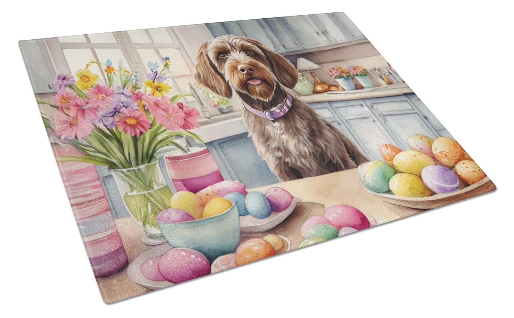 Carolines Treasures DAC6920LCB Decorating Easter Wirehaired Pointing Griffon Glass Cutting Board Decorative Tempered Glass Kitchen Cutting and Serving Board Large Size Chopping Board