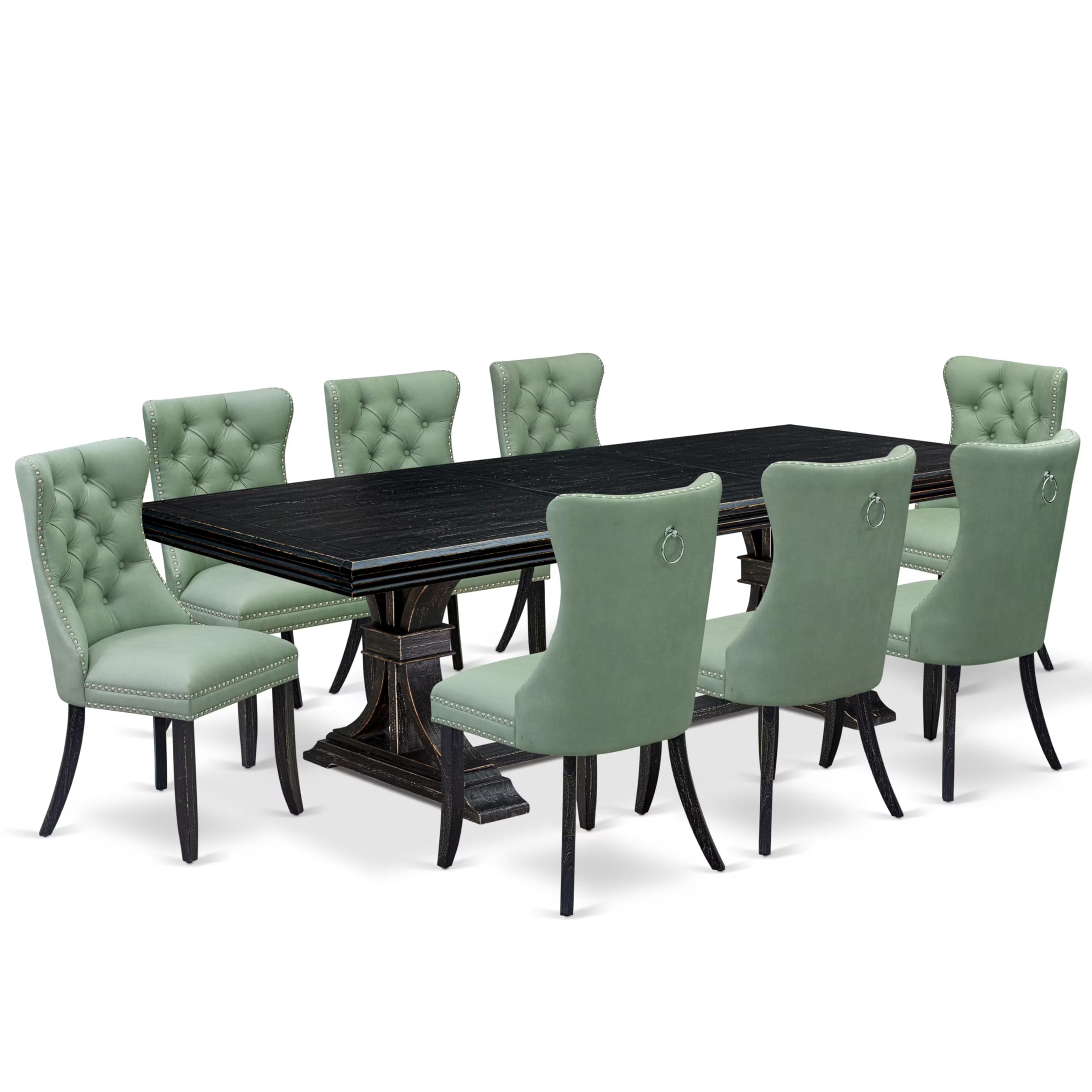 9 Pieces Dining Table Set a Rectangle Table and 8 Dining Chairs
