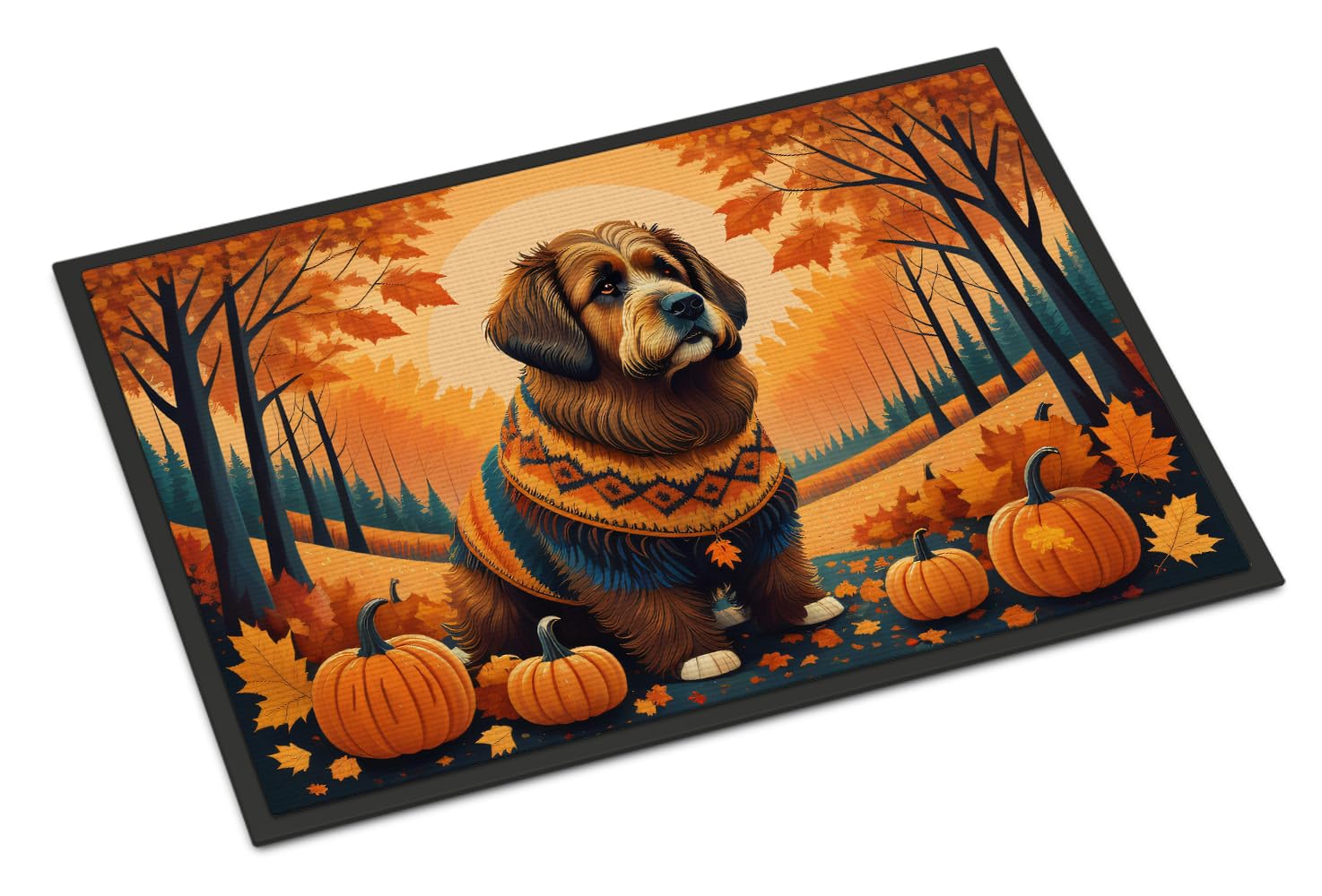 Carolines Treasures DAC1028MAT Briard Fall Doormat 18x27 Front Door Mat Indoor Outdoor Rugs for Entryway, Non Slip Washable Low Pile, 18H X 27W