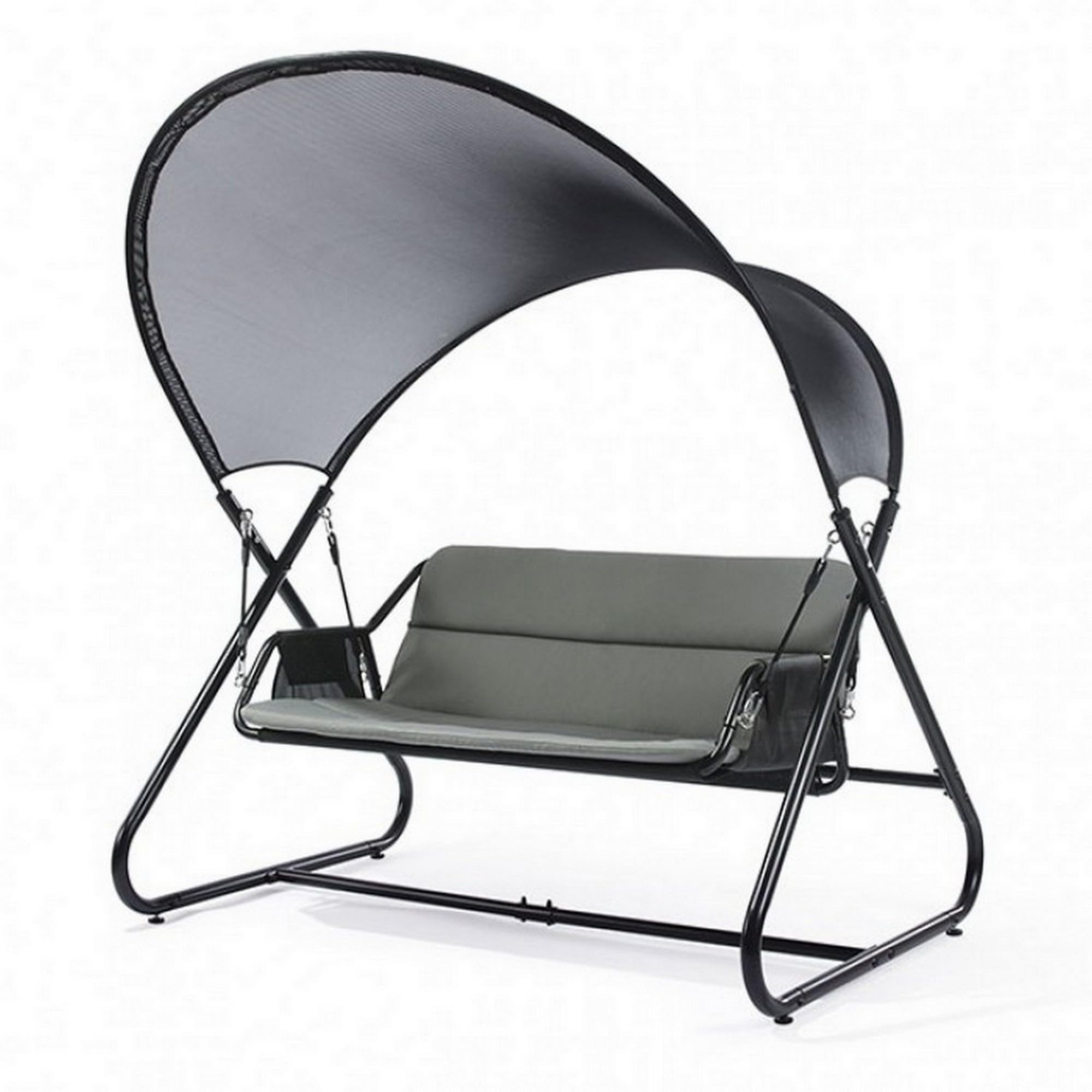66 Inch Outdoor Swing Chair, Double Hanging, Sturdy Steel Frame, Black