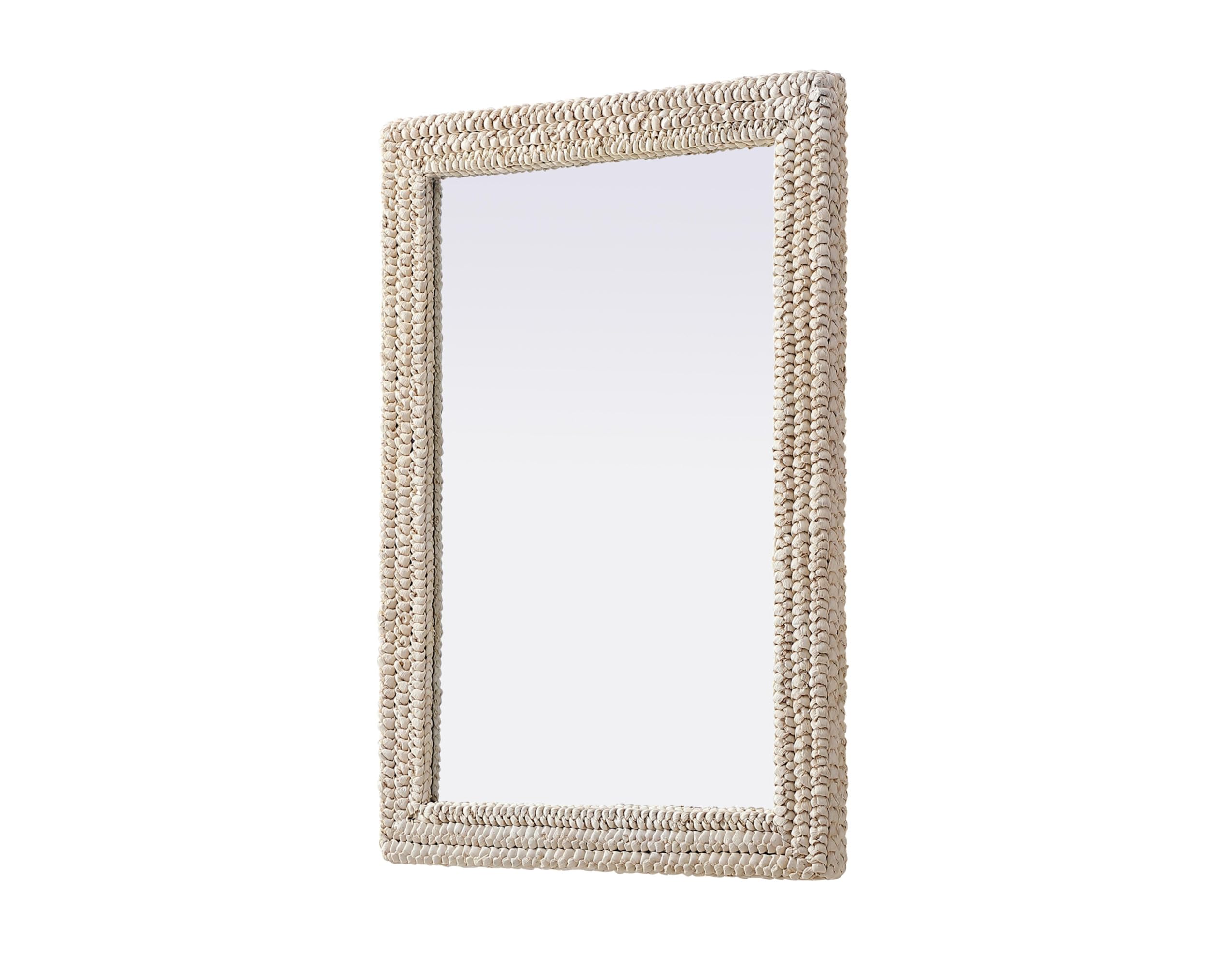 Rectangle Cornhusk Mirror 30x42 in Linen White