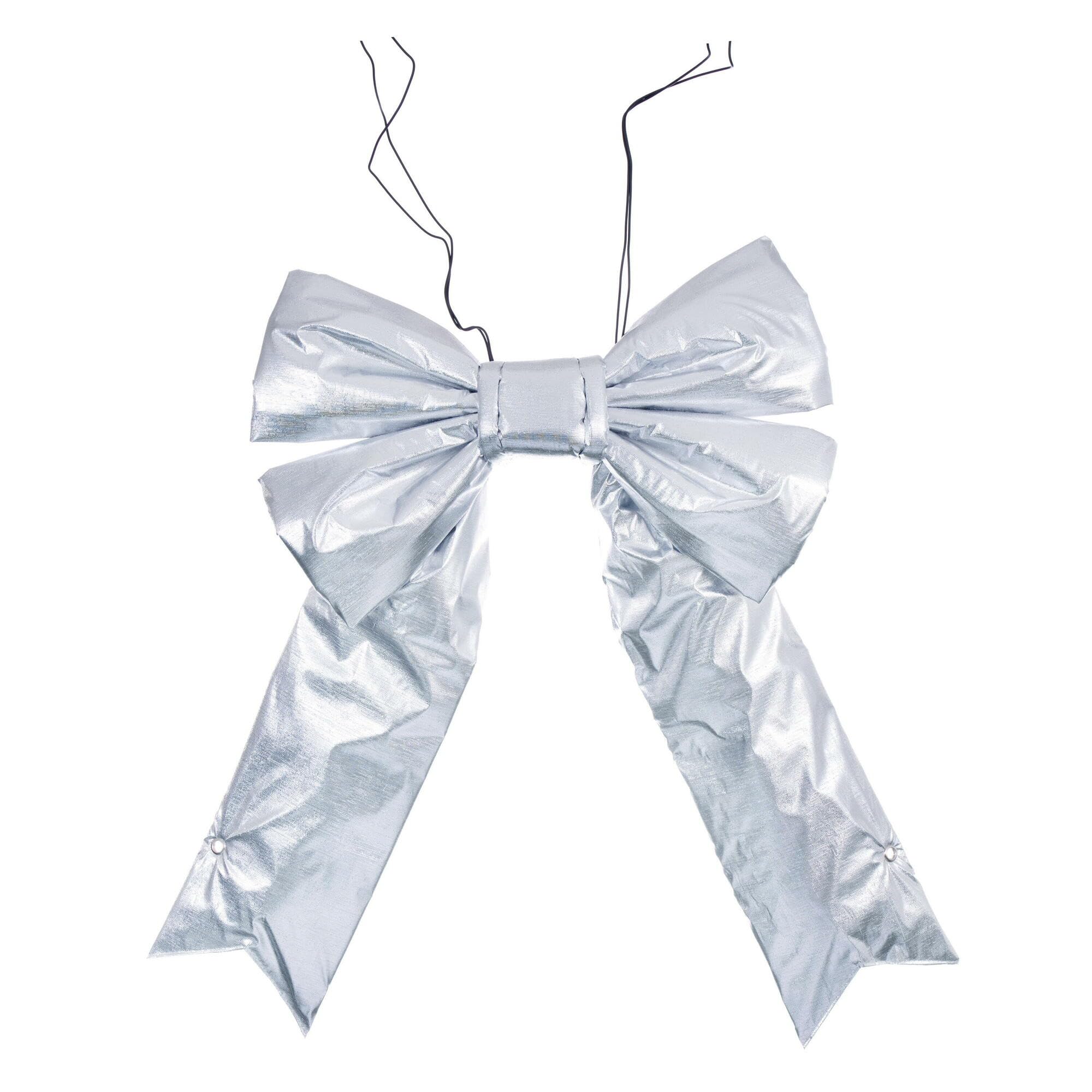 Casafoyer 18” x 23” Silver Metallic UV Bow 6” Size - (Pack Of 2)