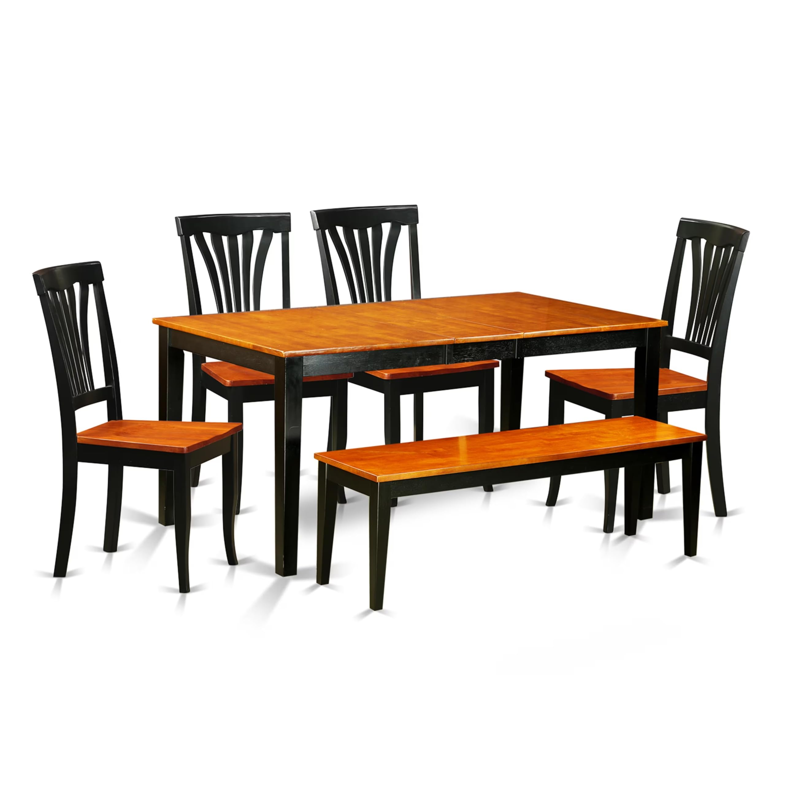 6  PC  Kitchen  Table  set-Dining  Table  and  4  Wood  Dining  Chairs  plus  a  bench