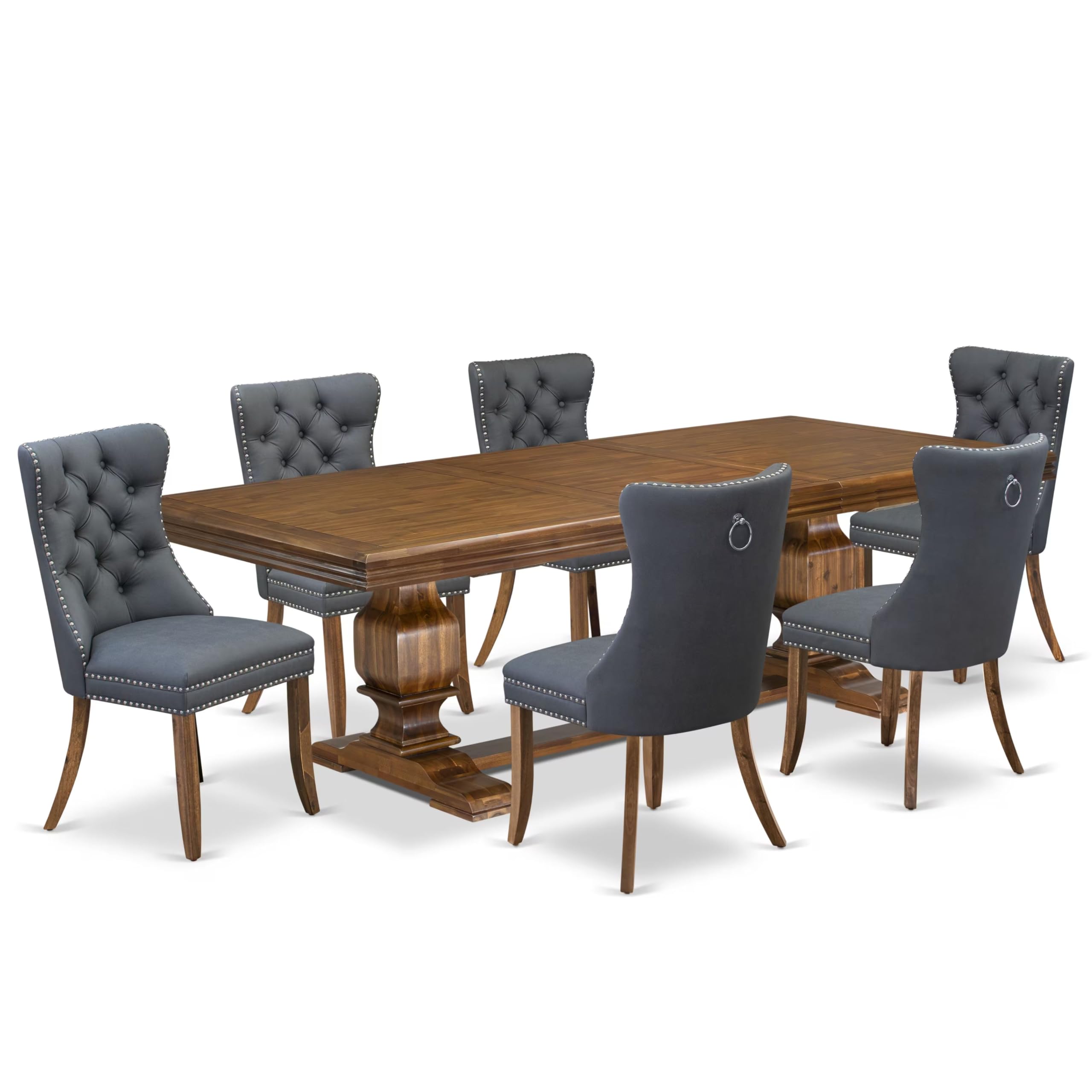 7 piece Kitchen Table Set includes a Modern Dining Table and 6 Dinner Chairs