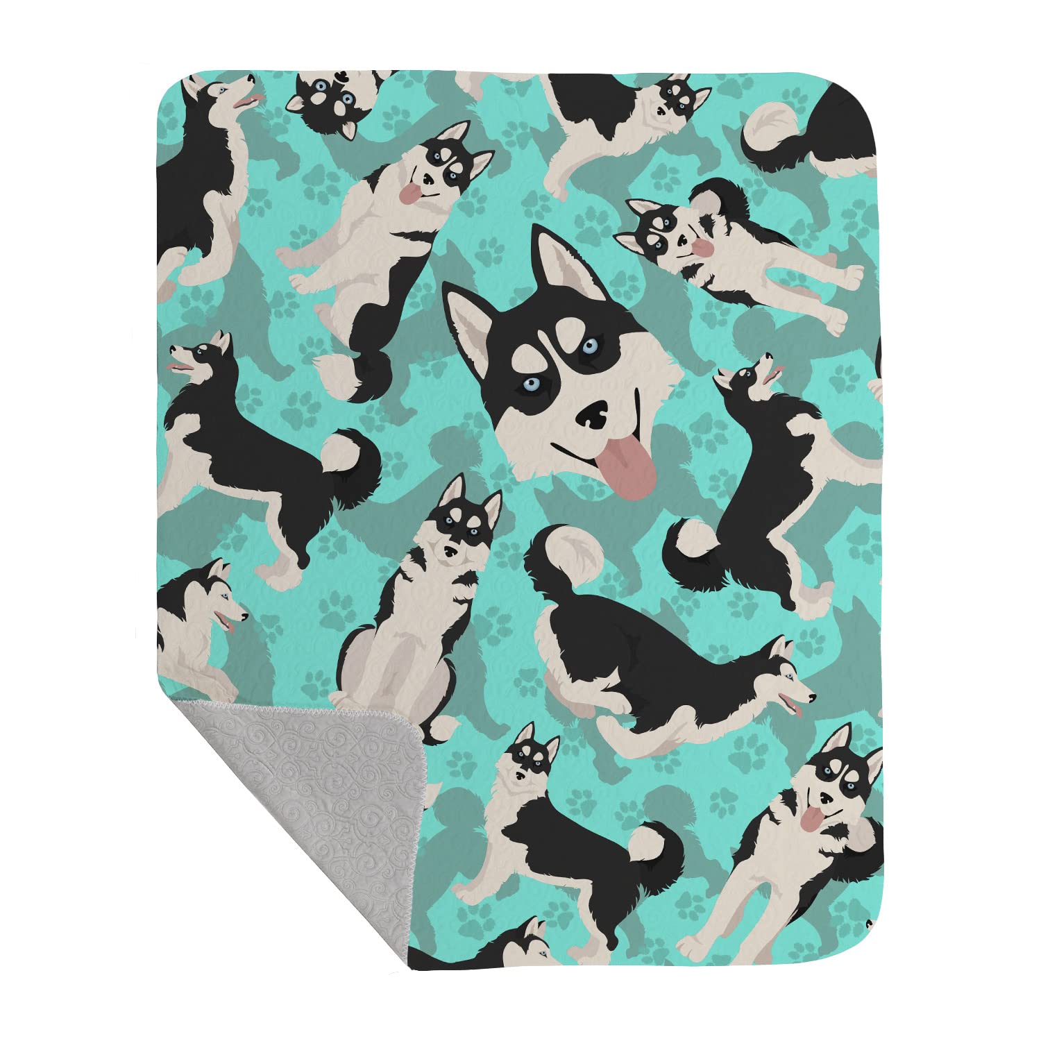 Carolines Treasures MLM1028LQB Siberian Husky Quilted Blanket 50x60 Artwork Pattern Quilted Throw Blanket for Bed, Couch, Sofa, Soft and Lightweight